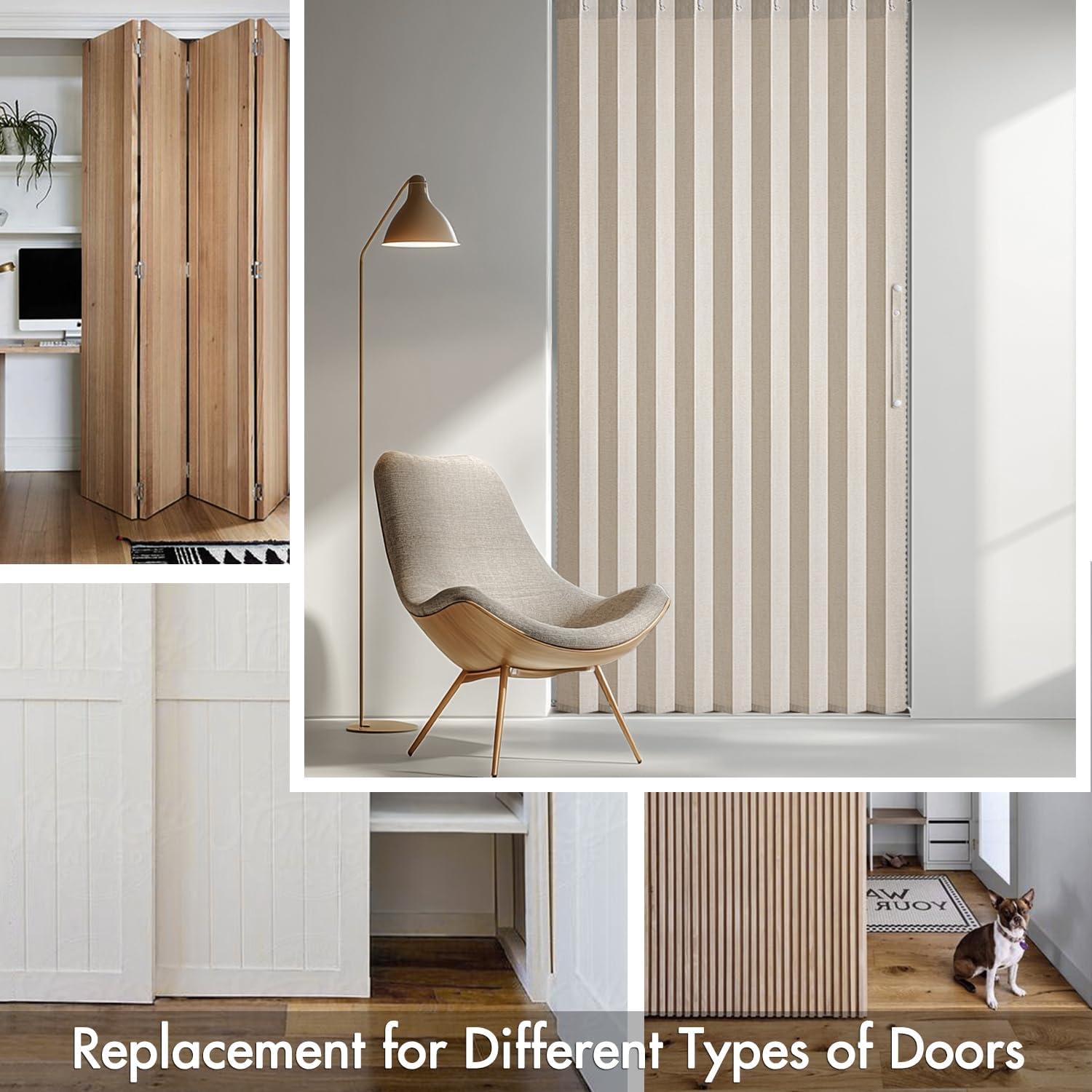 imageMIULEE Accordion Style Magnetic Folding Door Curtains for DoorwaysCloset Room Divider Pleated Drapes with Hooks for Interior Living RoomBedroomOpen Closet White W42 x L78 inches 1 PanelBeige
