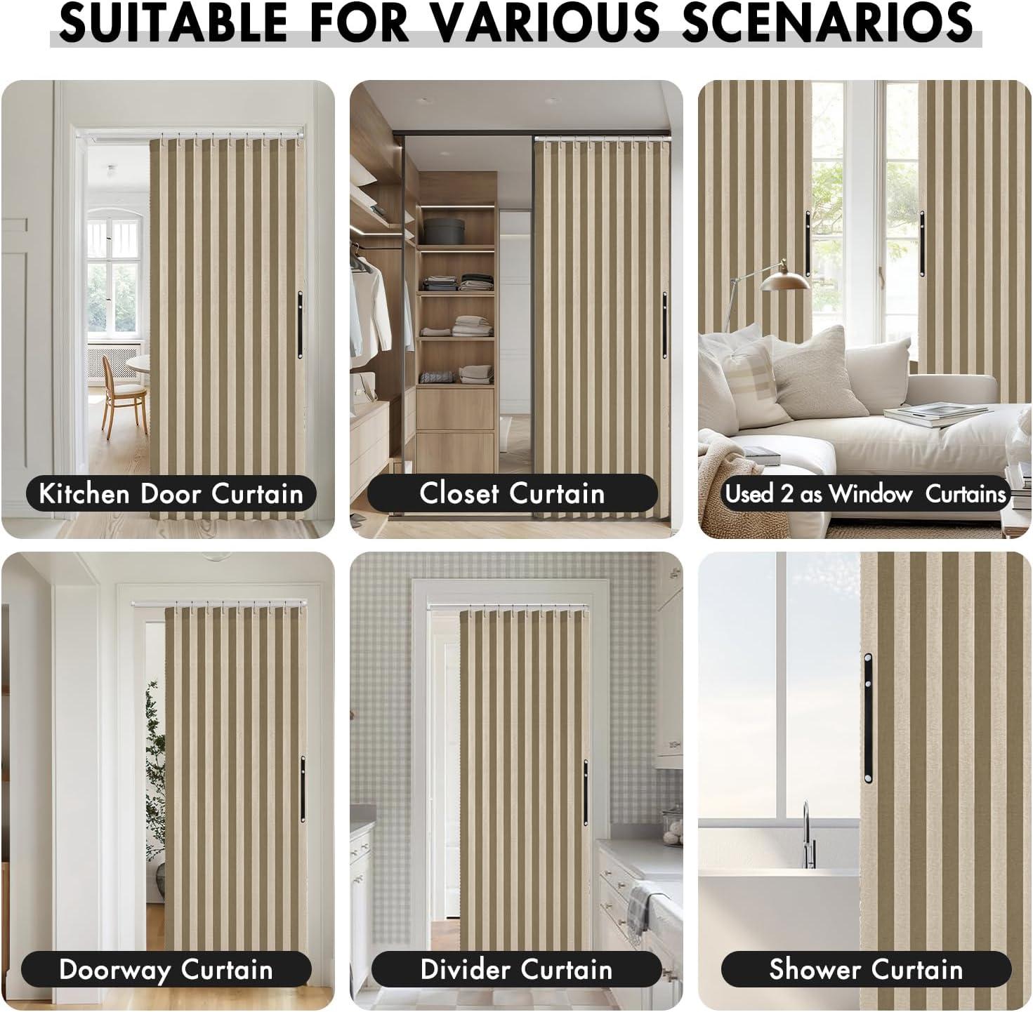 imageMIULEE Accordion Style Magnetic Folding Door Curtains for DoorwaysCloset Room Divider Pleated Drapes with Hooks for Interior Living RoomBedroomOpen Closet White W42 x L78 inches 1 PanelKhaki