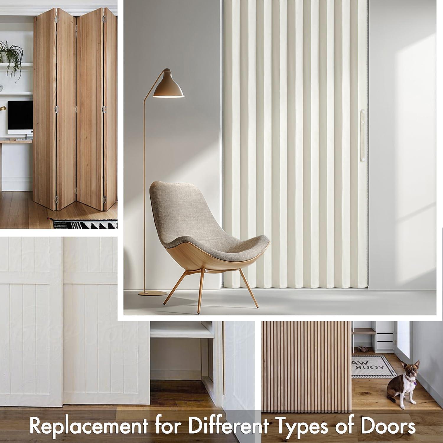 imageMIULEE Accordion Style Magnetic Folding Door Curtains for DoorwaysCloset Room Divider Pleated Drapes with Hooks for Interior Living RoomBedroomOpen Closet White W42 x L78 inches 1 PanelIvory