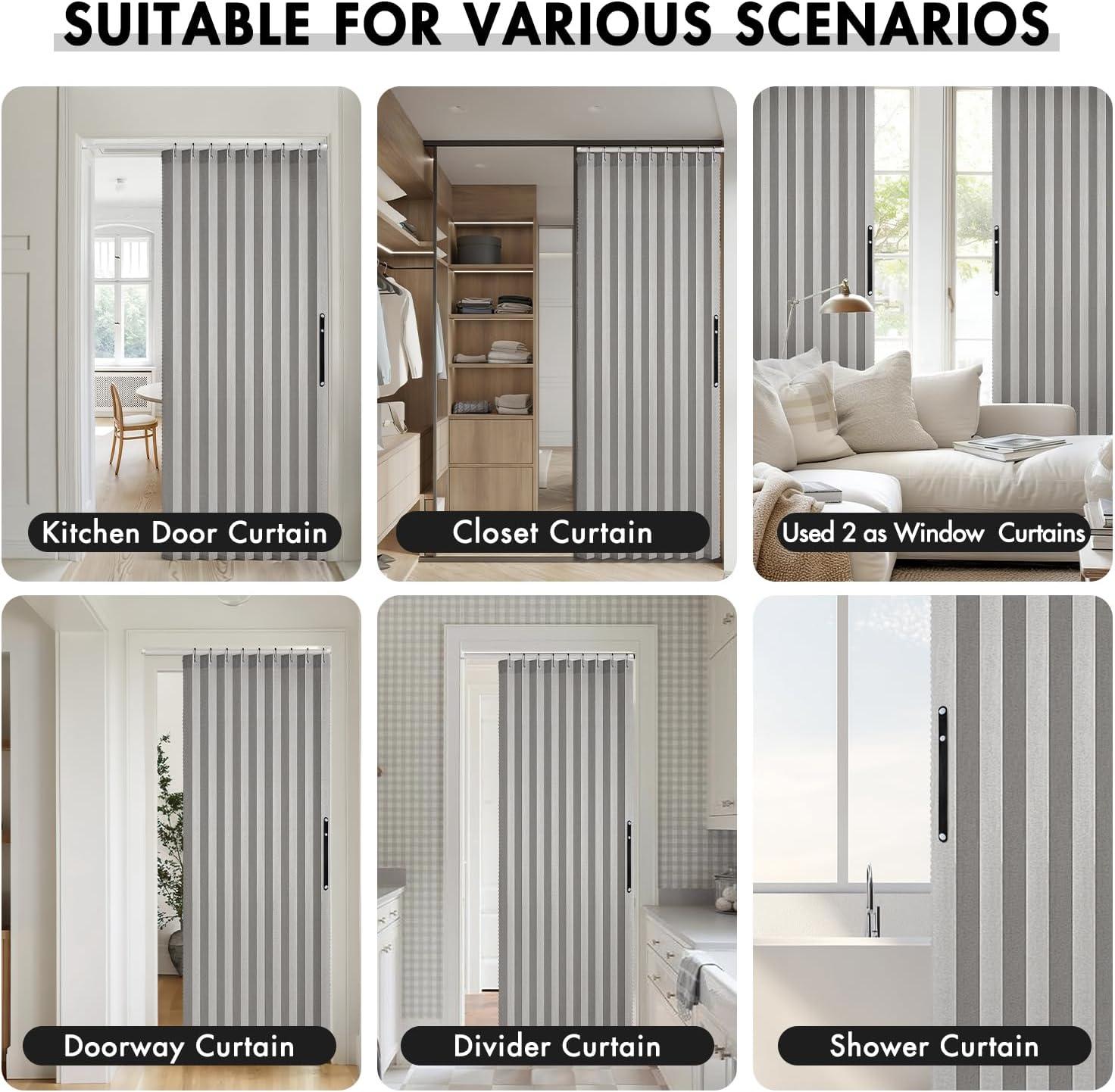 imageMIULEE Accordion Style Magnetic Folding Door Curtains for DoorwaysCloset Room Divider Pleated Drapes with Hooks for Interior Living RoomBedroomOpen Closet White W42 x L78 inches 1 PanelGrey
