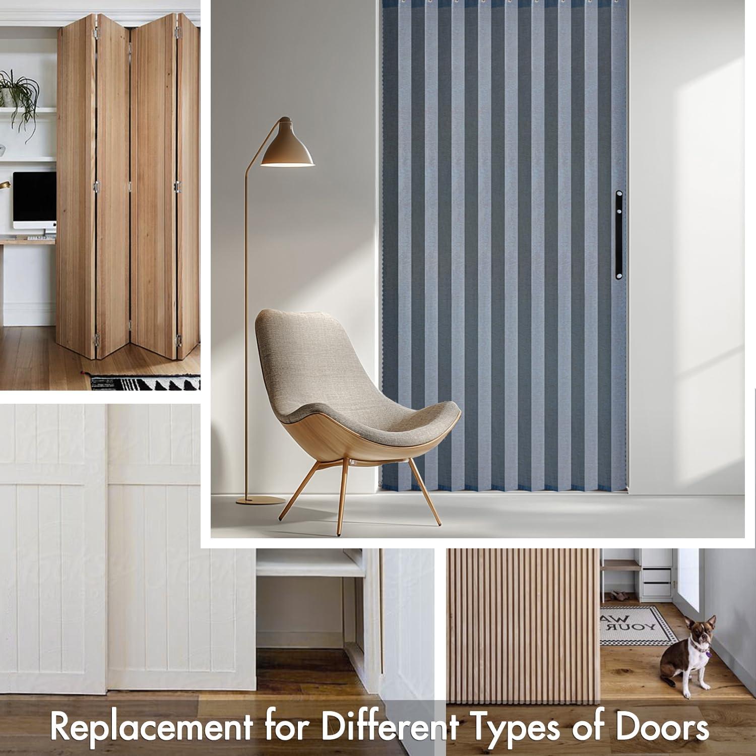 imageMIULEE Accordion Style Magnetic Folding Door Curtains for DoorwaysCloset Room Divider Pleated Drapes with Hooks for Interior Living RoomBedroomOpen Closet White W42 x L78 inches 1 PanelBlue