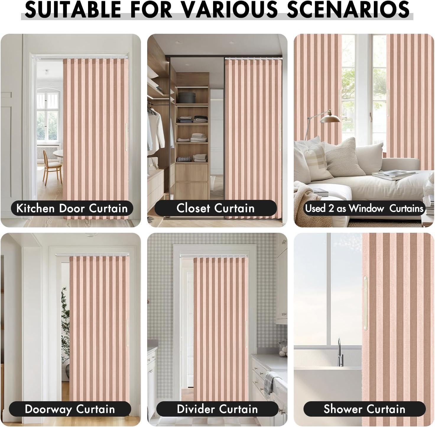 imageMIULEE Accordion Style Magnetic Folding Door Curtains for DoorwaysCloset Room Divider Pleated Drapes with Hooks for Interior Living RoomBedroomOpen Closet White W42 x L78 inches 1 PanelPink