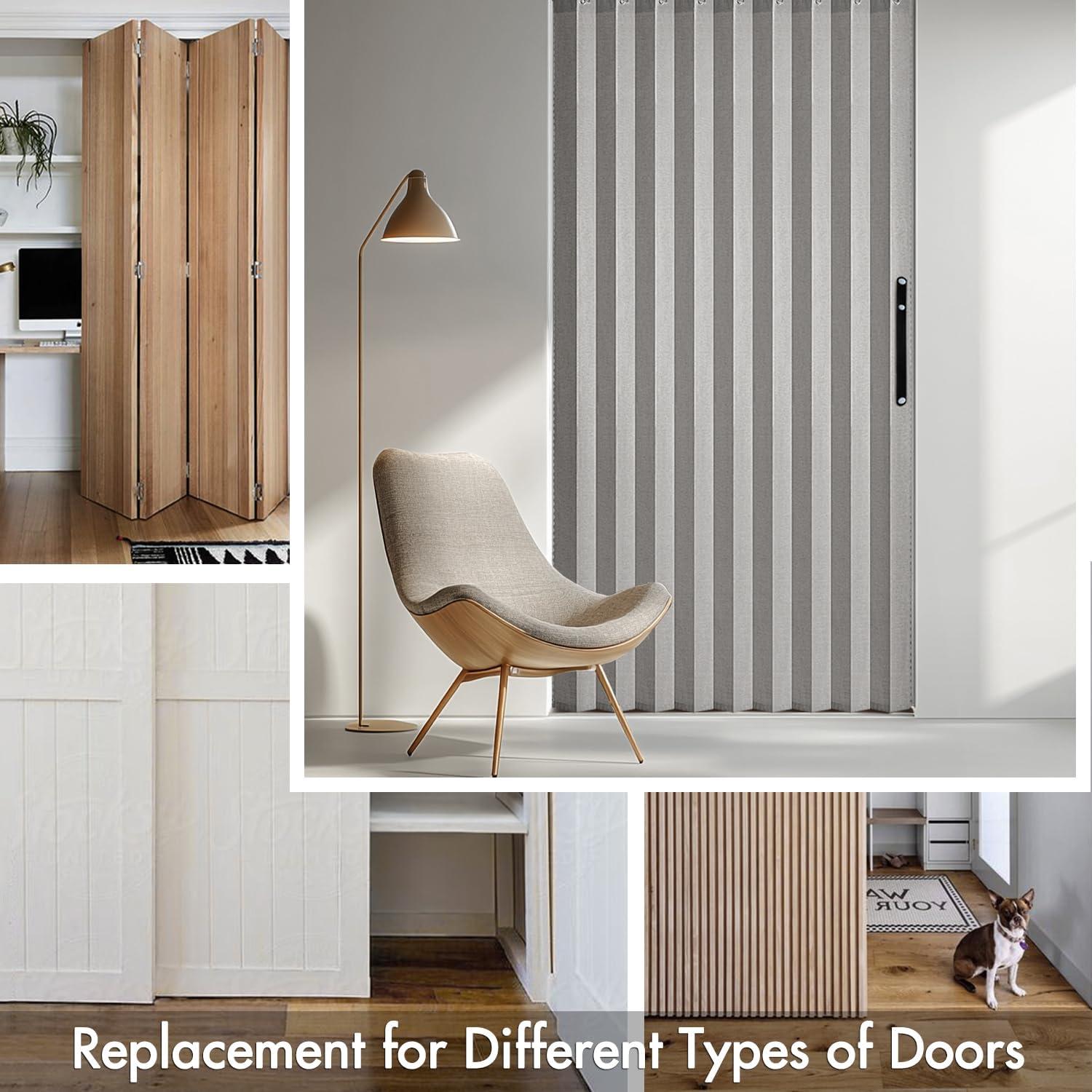 imageMIULEE Accordion Style Magnetic Folding Door Curtains for DoorwaysCloset Room Divider Pleated Drapes with Hooks for Interior Living RoomBedroomOpen Closet White W42 x L78 inches 1 PanelGrey