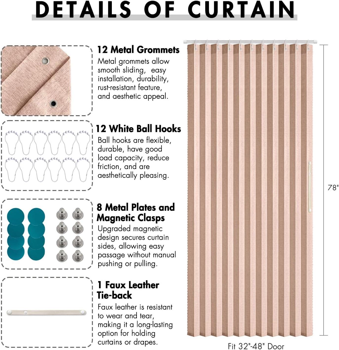 imageMIULEE Accordion Style Magnetic Folding Door Curtains for DoorwaysCloset Room Divider Pleated Drapes with Hooks for Interior Living RoomBedroomOpen Closet White W42 x L78 inches 1 PanelPink