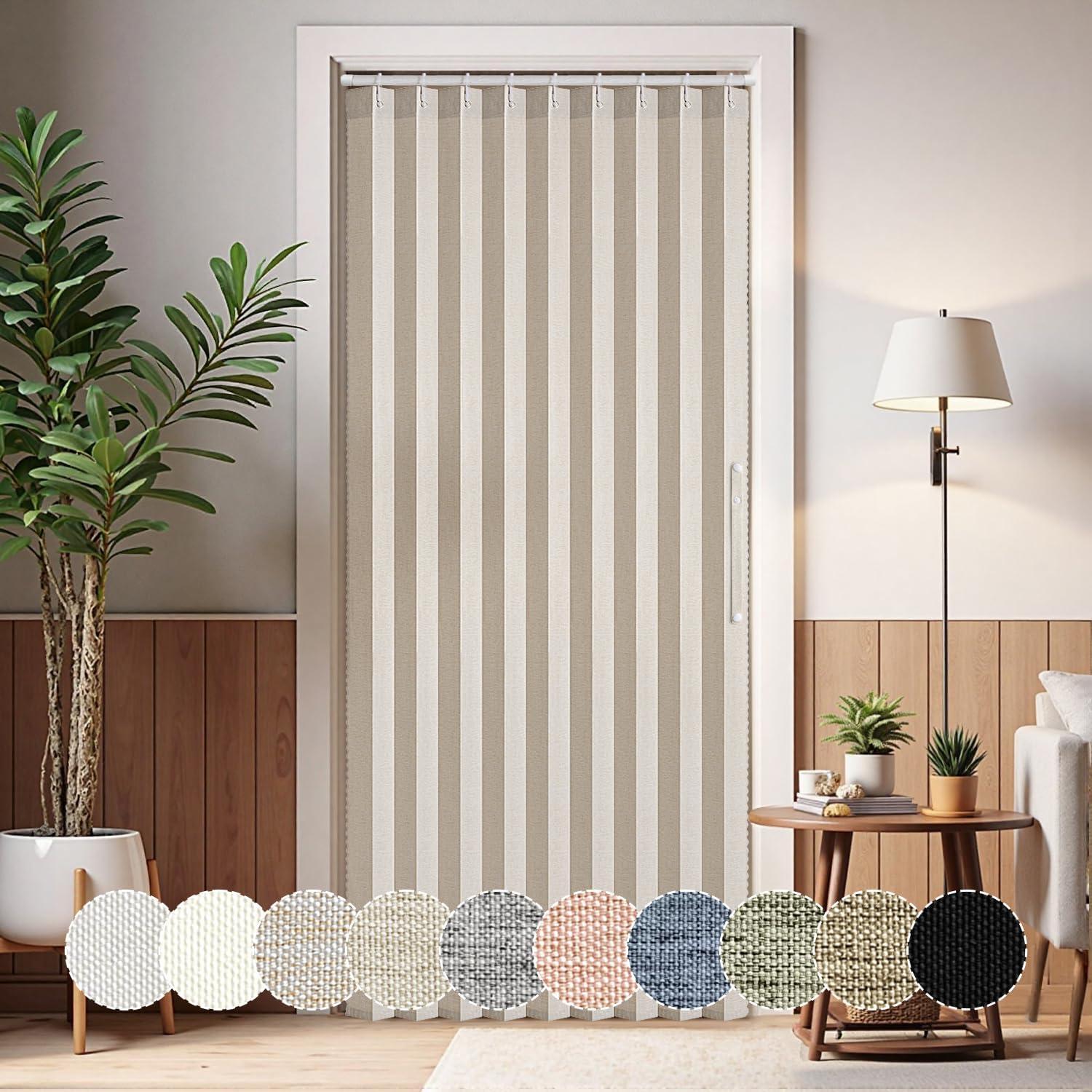 imageMIULEE Accordion Style Magnetic Folding Door Curtains for DoorwaysCloset Room Divider Pleated Drapes with Hooks for Interior Living RoomBedroomOpen Closet White W42 x L78 inches 1 PanelBeige