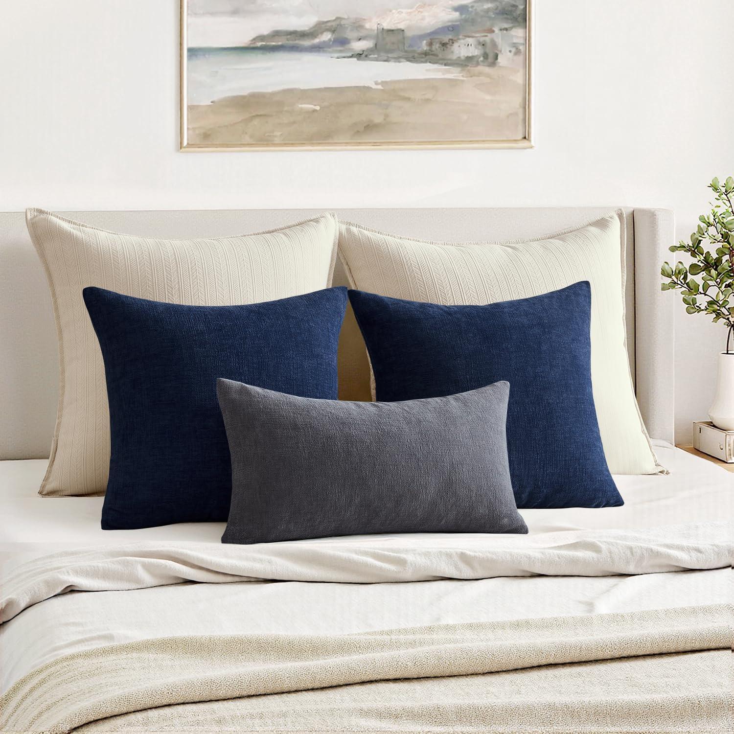 imageMIULEE Aqua Green Couch Pillow Covers 20x20 Inch Set of 2 Soft Chenille Decorative Square Throw Pillow Covers Farmhouse for Sofa Living Room BedGrey