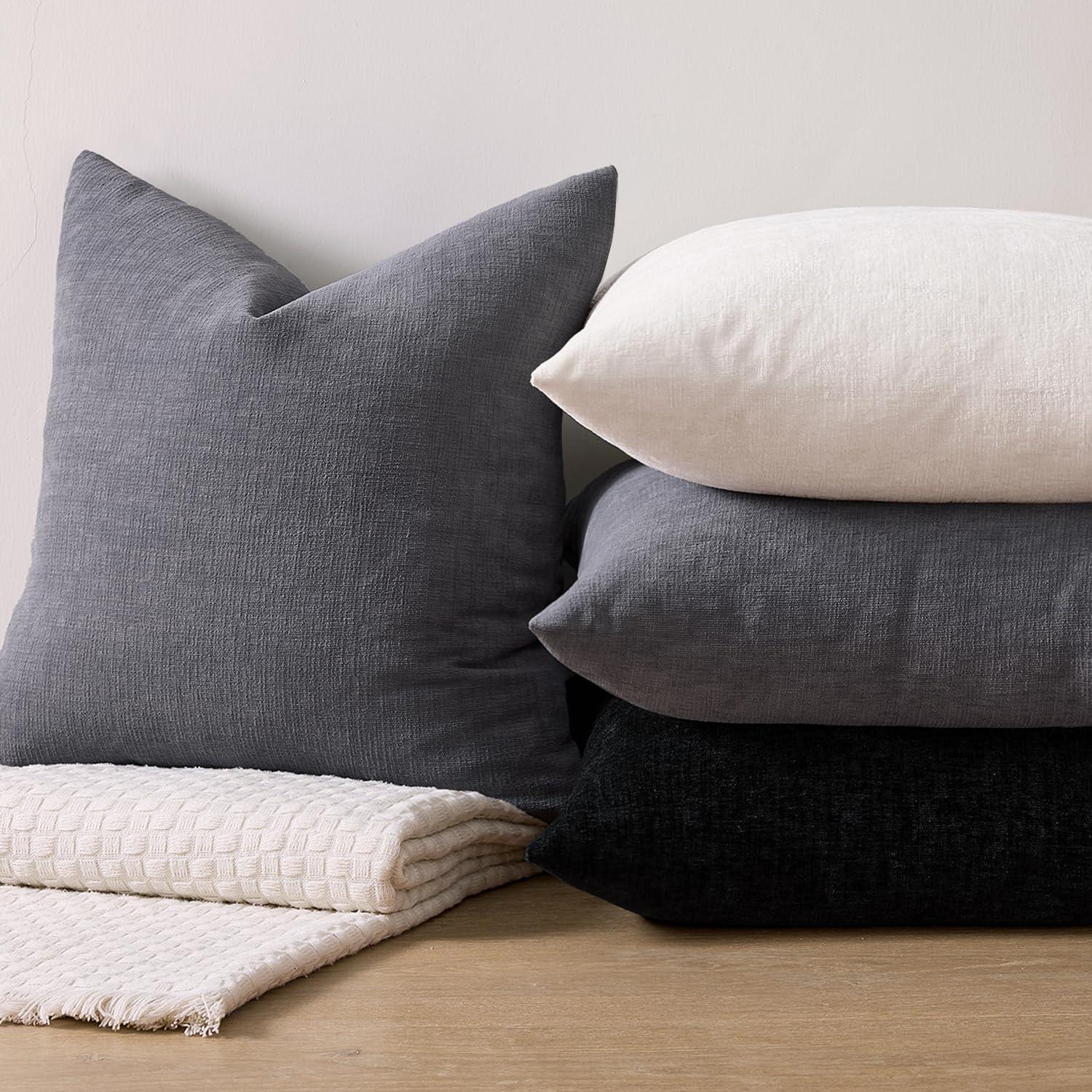 imageMIULEE Aqua Green Couch Pillow Covers 20x20 Inch Set of 2 Soft Chenille Decorative Square Throw Pillow Covers Farmhouse for Sofa Living Room BedGrey