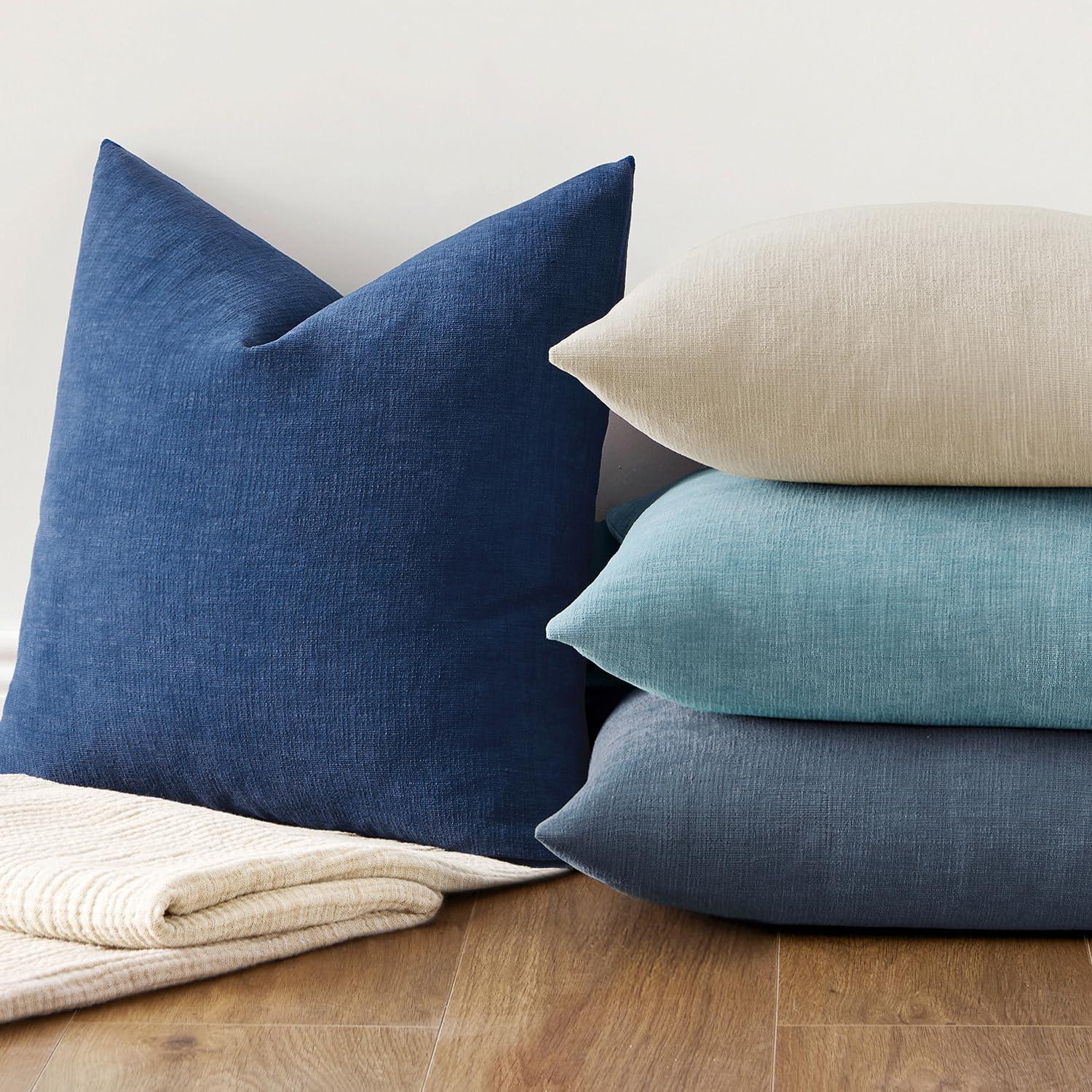 imageMIULEE Aqua Green Couch Pillow Covers 20x20 Inch Set of 2 Soft Chenille Decorative Square Throw Pillow Covers Farmhouse for Sofa Living Room BedNavy Blue