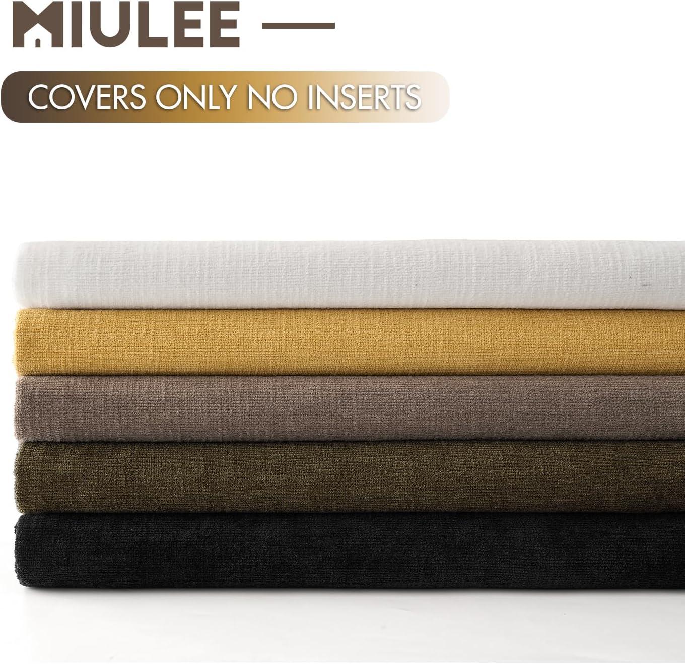 imageMIULEE Beige Couch Pillow Covers 18x18 Inch Set of 2 Soft Chenille Decorative Square Throw Pillow Covers Farmhouse for Sofa Living Room BedCoffee
