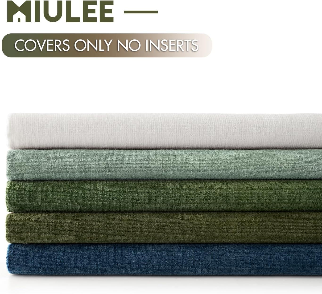 imageMIULEE Beige Couch Pillow Covers 18x18 Inch Set of 2 Soft Chenille Decorative Square Throw Pillow Covers Farmhouse for Sofa Living Room BedGreyish Green