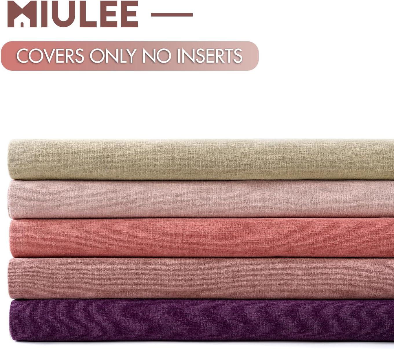 imageMIULEE Beige Couch Pillow Covers 18x18 Inch Set of 2 Soft Chenille Decorative Square Throw Pillow Covers Farmhouse for Sofa Living Room BedPink