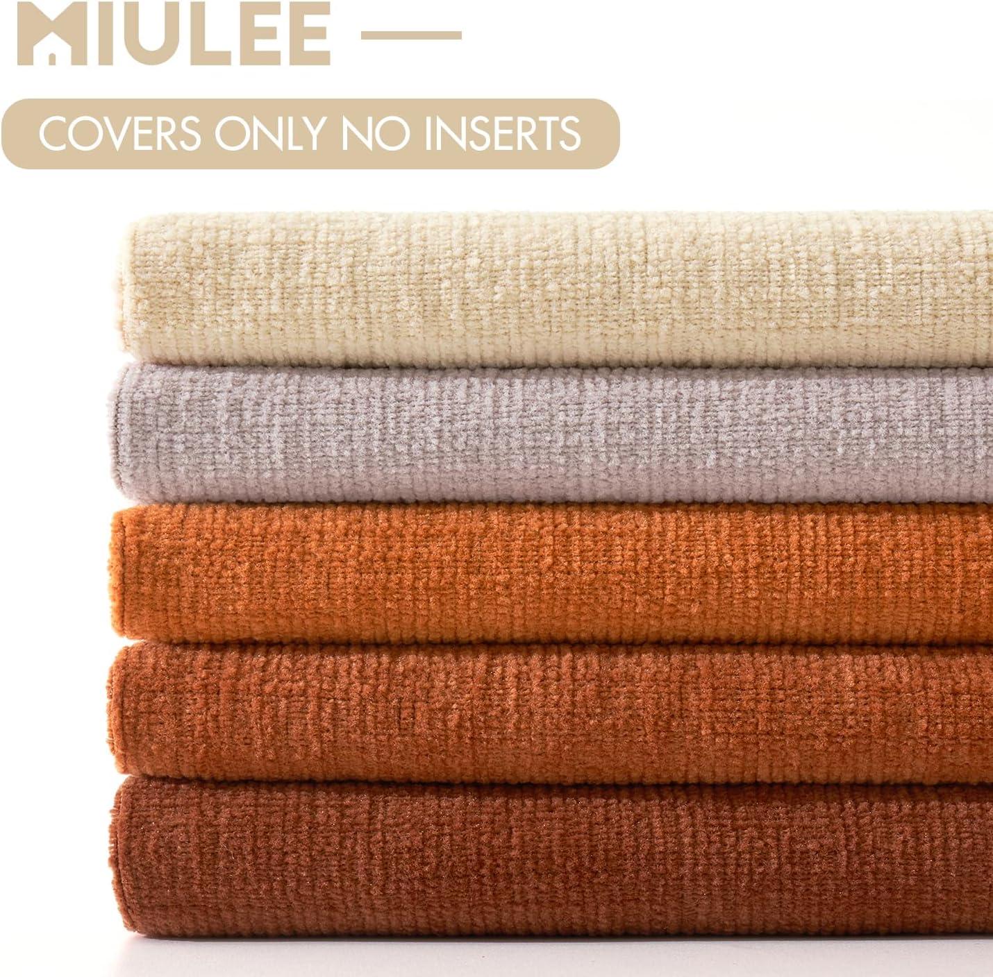 imageMIULEE Beige Couch Pillow Covers 18x18 Inch Set of 2 Soft Chenille Decorative Square Throw Pillow Covers Farmhouse for Sofa Living Room BedRust