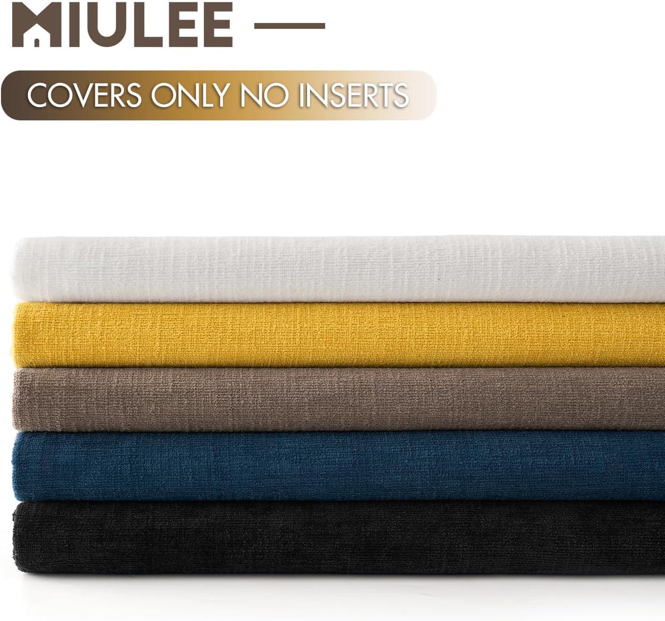 imageMIULEE Beige Couch Pillow Covers 18x18 Inch Set of 2 Soft Chenille Decorative Square Throw Pillow Covers Farmhouse for Sofa Living Room BedYellow