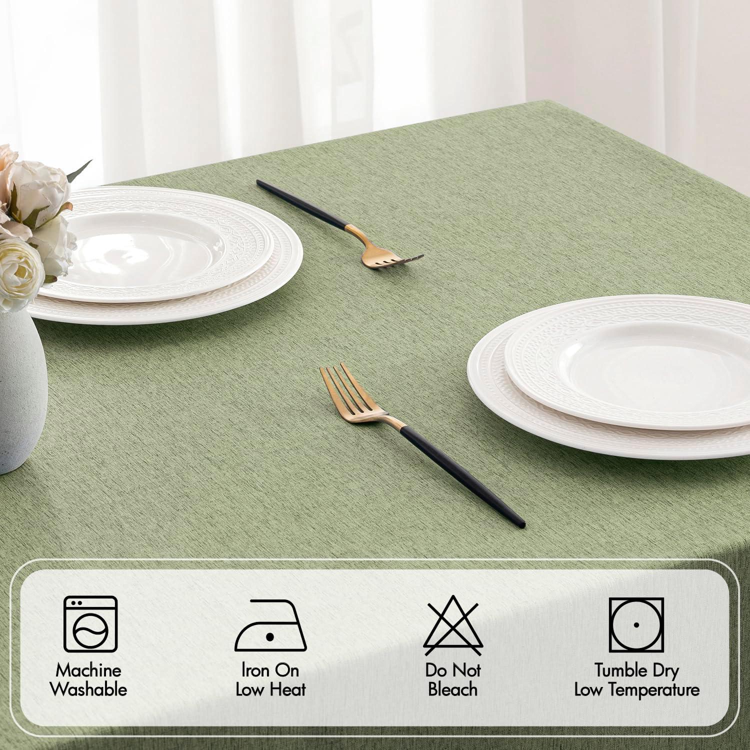 imageMIULEE Beige Rectangle Linen Polyester Tablecloth with Decorative Cutouts Waterproof Stain Resistant ampamp ShrinkProof Table Cloth 60x84 inch Farmhouse Style for Dining Wedding Party and Outdoor PicnicsSage Green