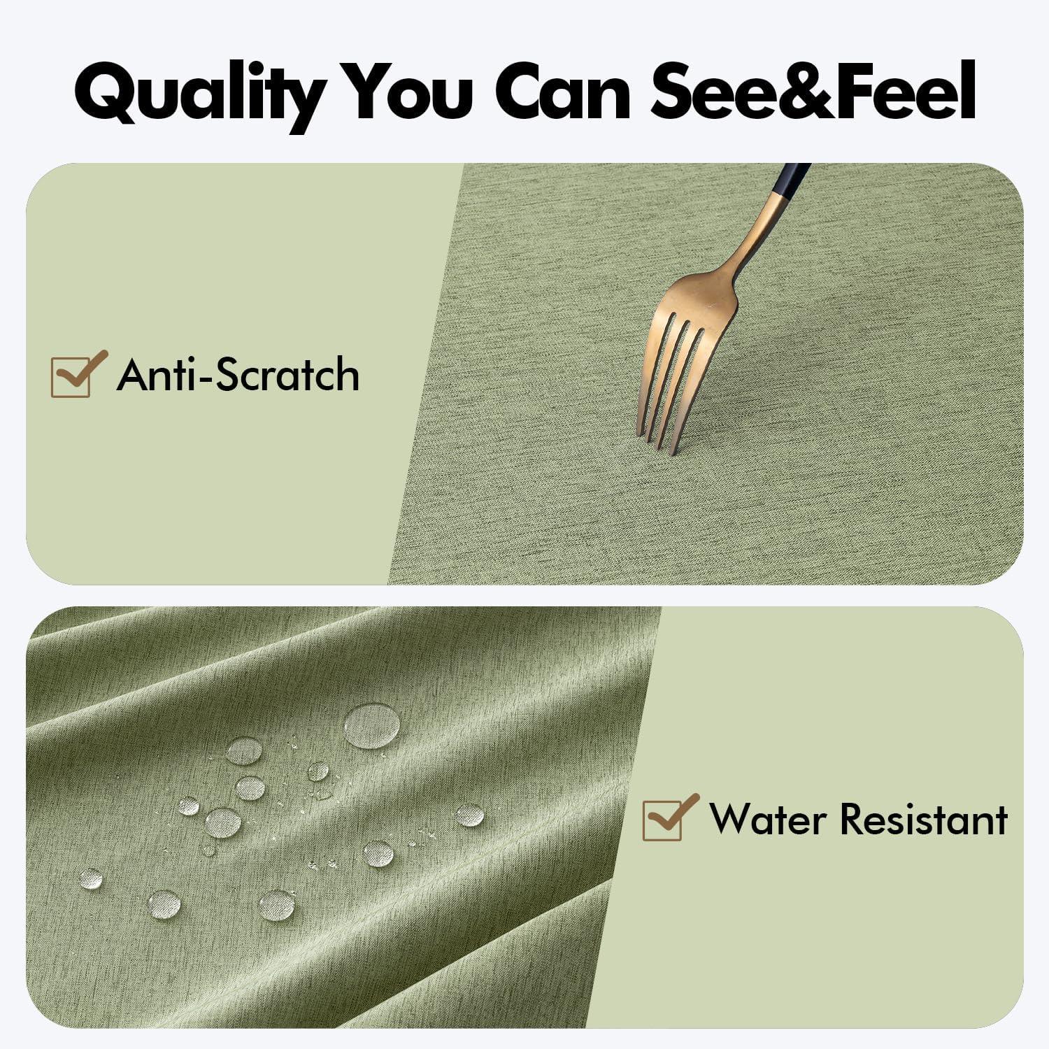 imageMIULEE Beige Rectangle Linen Polyester Tablecloth with Decorative Cutouts Waterproof Stain Resistant ampamp ShrinkProof Table Cloth 60x84 inch Farmhouse Style for Dining Wedding Party and Outdoor PicnicsSage Green