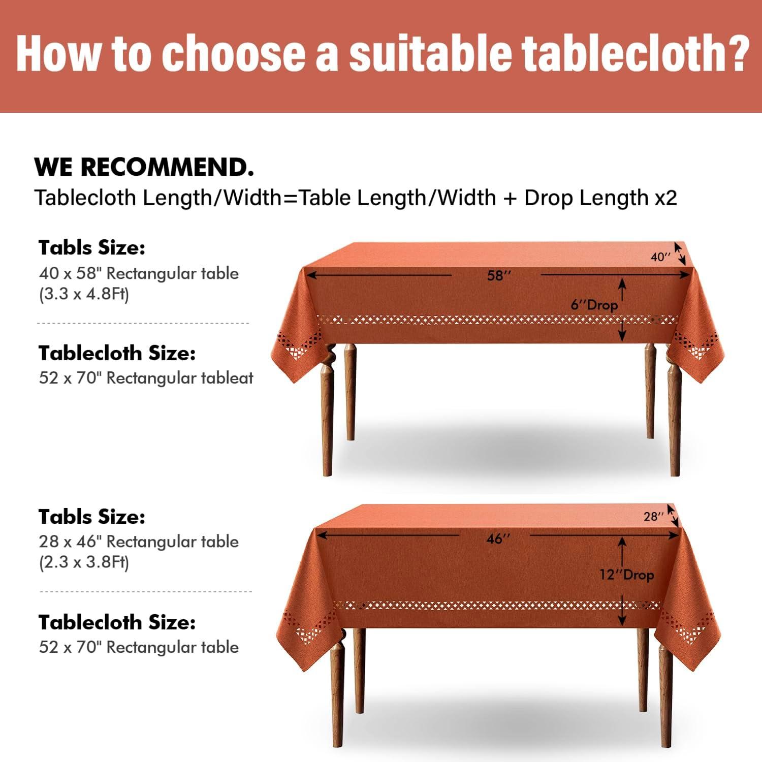 imageMIULEE Beige Rectangle Linen Polyester Tablecloth with Decorative Cutouts Waterproof Stain Resistant ampamp ShrinkProof Table Cloth 60x84 inch Farmhouse Style for Dining Wedding Party and Outdoor PicnicsBurnt Orange