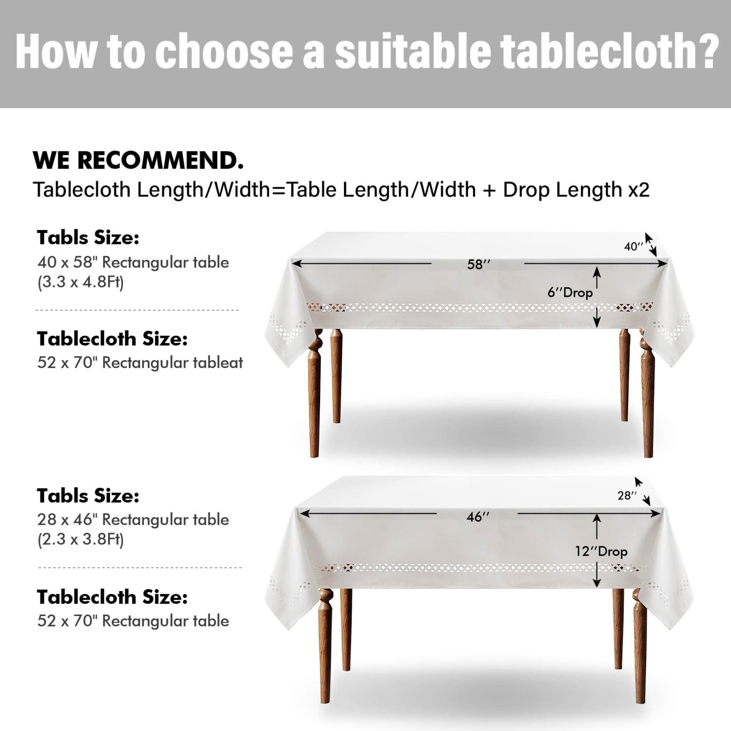 imageMIULEE Beige Rectangle Linen Polyester Tablecloth with Decorative Cutouts Waterproof Stain Resistant ampamp ShrinkProof Table Cloth 60x84 inch Farmhouse Style for Dining Wedding Party and Outdoor PicnicsWhite