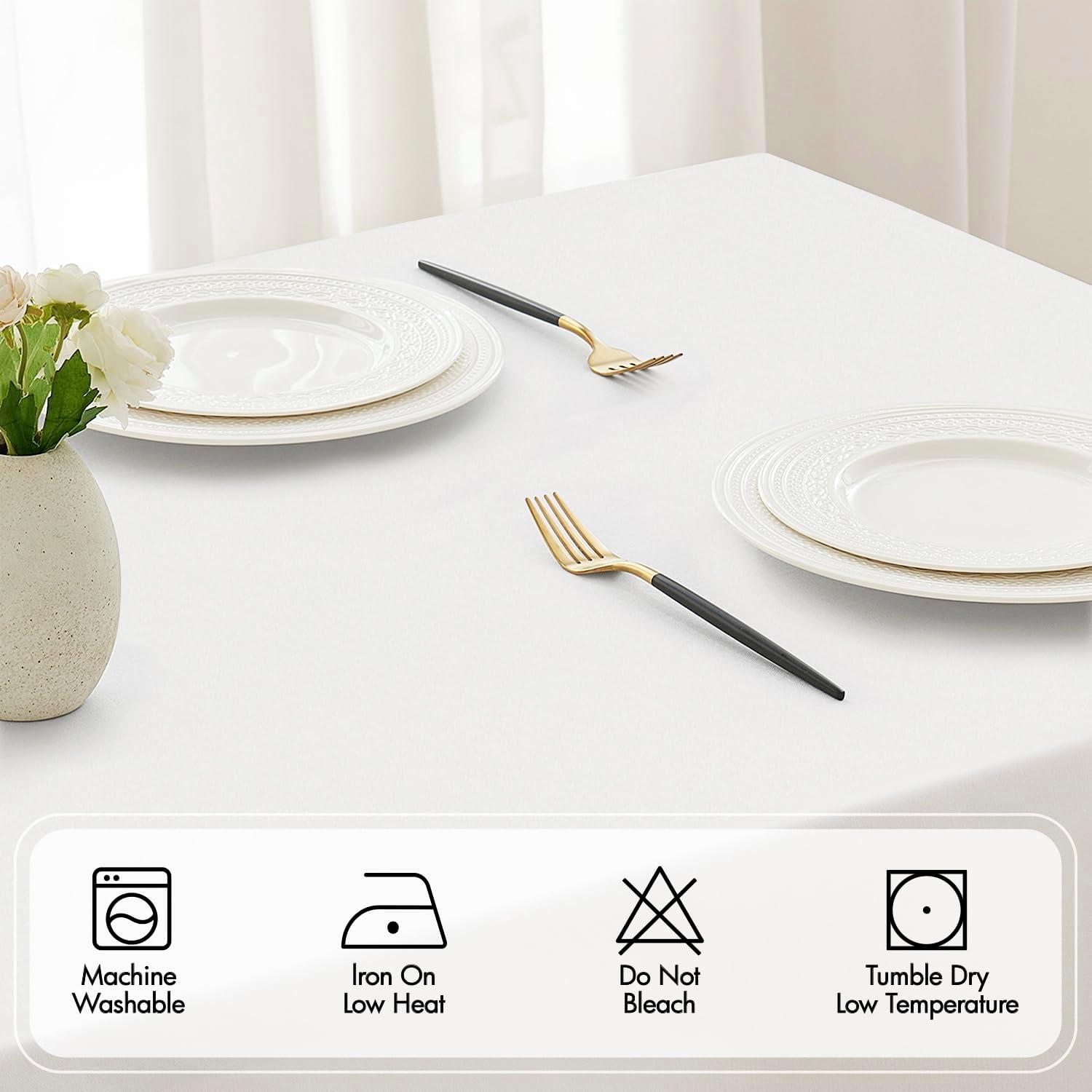 imageMIULEE Beige Rectangle Linen Polyester Tablecloth with Decorative Cutouts Waterproof Stain Resistant ampamp ShrinkProof Table Cloth 60x84 inch Farmhouse Style for Dining Wedding Party and Outdoor PicnicsWhite