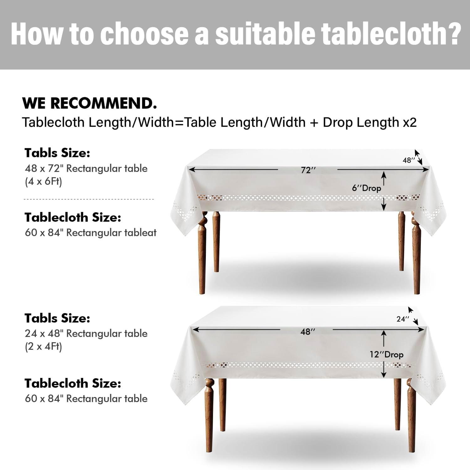 imageMIULEE Beige Rectangle Linen Polyester Tablecloth with Decorative Cutouts Waterproof Stain Resistant ampamp ShrinkProof Table Cloth 60x84 inch Farmhouse Style for Dining Wedding Party and Outdoor PicnicsWhite
