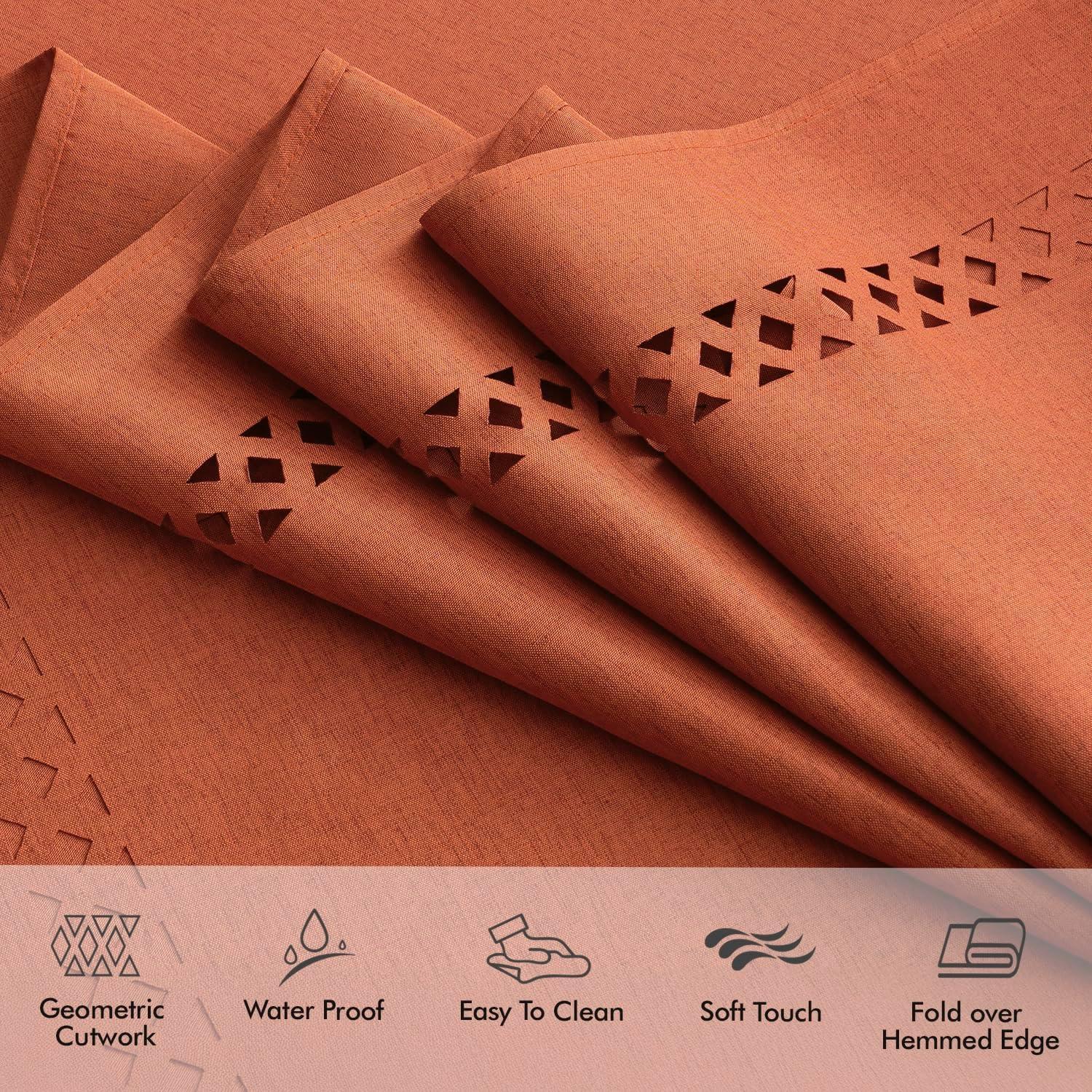 imageMIULEE Beige Rectangle Linen Polyester Tablecloth with Decorative Cutouts Waterproof Stain Resistant ampamp ShrinkProof Table Cloth 60x84 inch Farmhouse Style for Dining Wedding Party and Outdoor PicnicsBurnt Orange