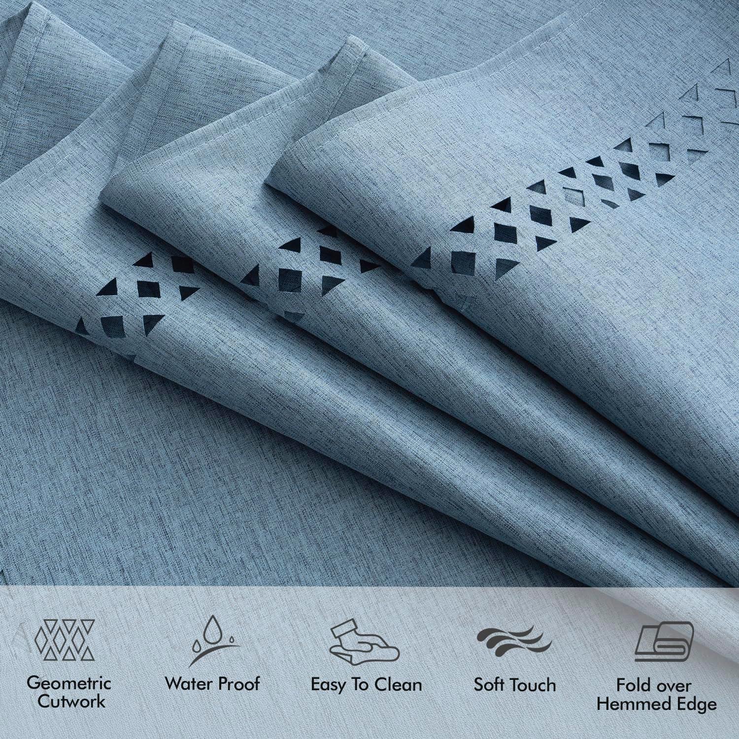 imageMIULEE Beige Rectangle Linen Polyester Tablecloth with Decorative Cutouts Waterproof Stain Resistant ampamp ShrinkProof Table Cloth 60x84 inch Farmhouse Style for Dining Wedding Party and Outdoor PicnicsDusty Blue