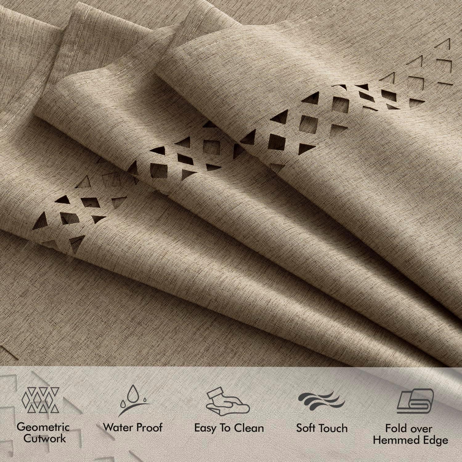imageMIULEE Beige Rectangle Linen Polyester Tablecloth with Decorative Cutouts Waterproof Stain Resistant ampamp ShrinkProof Table Cloth 60x84 inch Farmhouse Style for Dining Wedding Party and Outdoor PicnicsKhaki