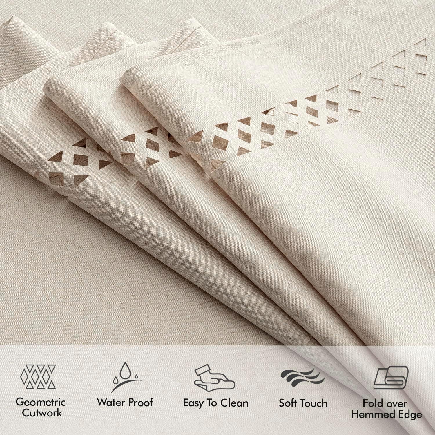 imageMIULEE Beige Rectangle Linen Polyester Tablecloth with Decorative Cutouts Waterproof Stain Resistant ampamp ShrinkProof Table Cloth 60x84 inch Farmhouse Style for Dining Wedding Party and Outdoor PicnicsBeige