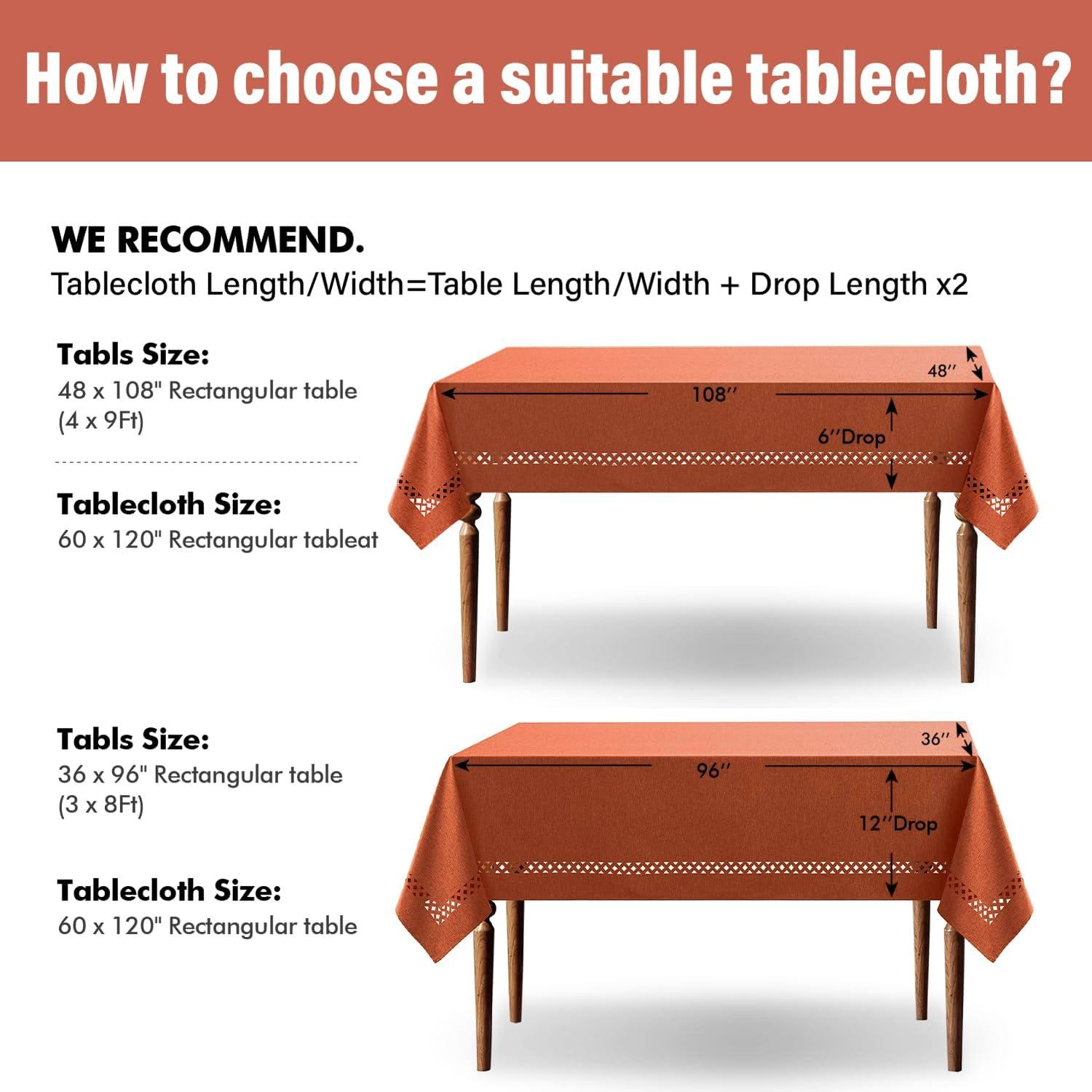 imageMIULEE Beige Rectangle Linen Polyester Tablecloth with Decorative Cutouts Waterproof Stain Resistant ampamp ShrinkProof Table Cloth 60x84 inch Farmhouse Style for Dining Wedding Party and Outdoor PicnicsBurnt Orange