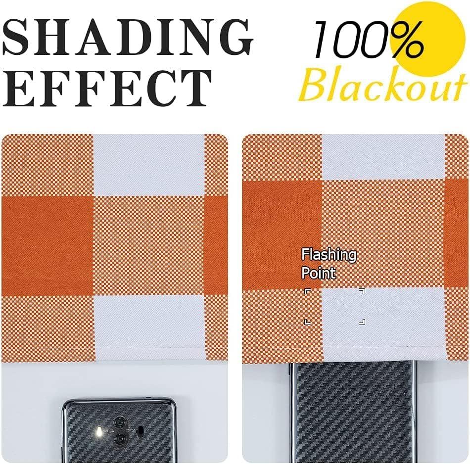 imageMIULEE Buffalo Plaid Blackout Curtains for Christmas 84 Inches Long Thermal Insulated Window Drapes with Printed Plaid for Living Room 2 Panels 52 Inch by 84 Inch Red and WhiteOrange and White