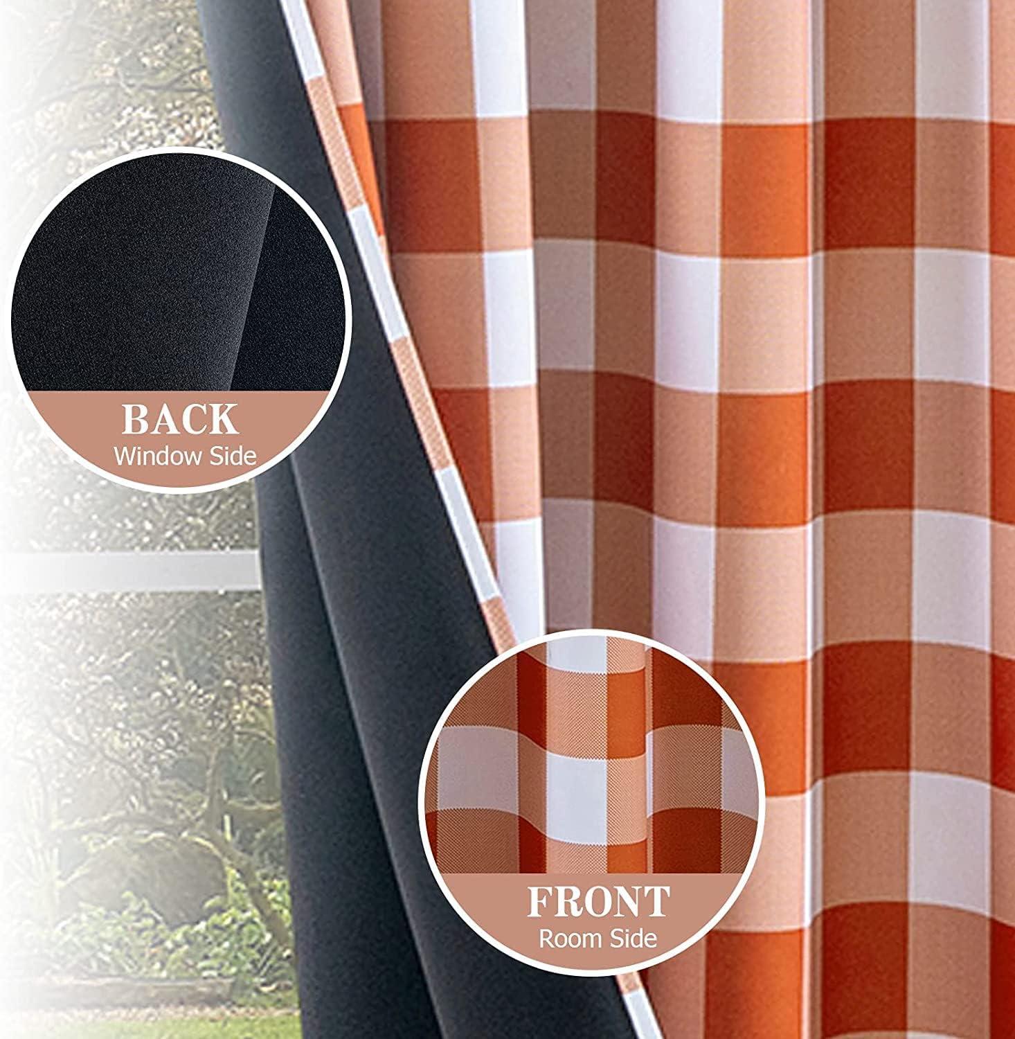 imageMIULEE Buffalo Plaid Blackout Curtains for Christmas 84 Inches Long Thermal Insulated Window Drapes with Printed Plaid for Living Room 2 Panels 52 Inch by 84 Inch Red and WhiteOrange and White