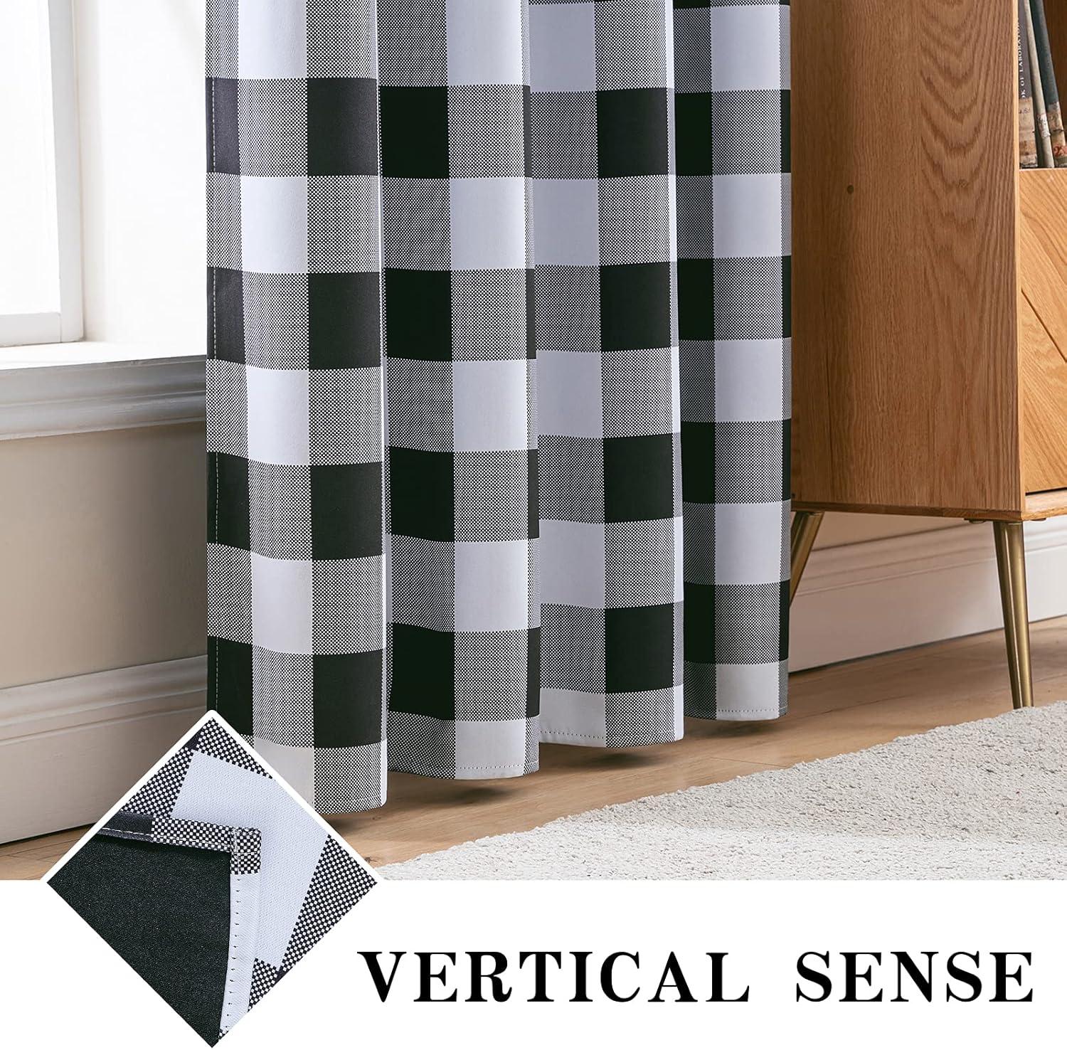 imageMIULEE Buffalo Plaid Blackout Curtains for Christmas 84 Inches Long Thermal Insulated Window Drapes with Printed Plaid for Living Room 2 Panels 52 Inch by 84 Inch Red and WhiteBlack and White