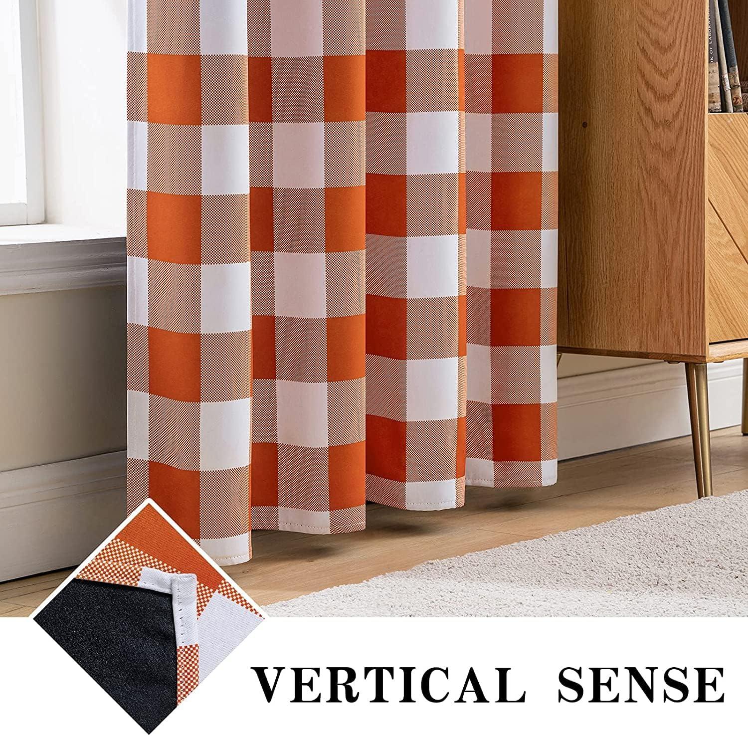 imageMIULEE Buffalo Plaid Blackout Curtains for Christmas 84 Inches Long Thermal Insulated Window Drapes with Printed Plaid for Living Room 2 Panels 52 Inch by 84 Inch Red and WhiteOrange and White