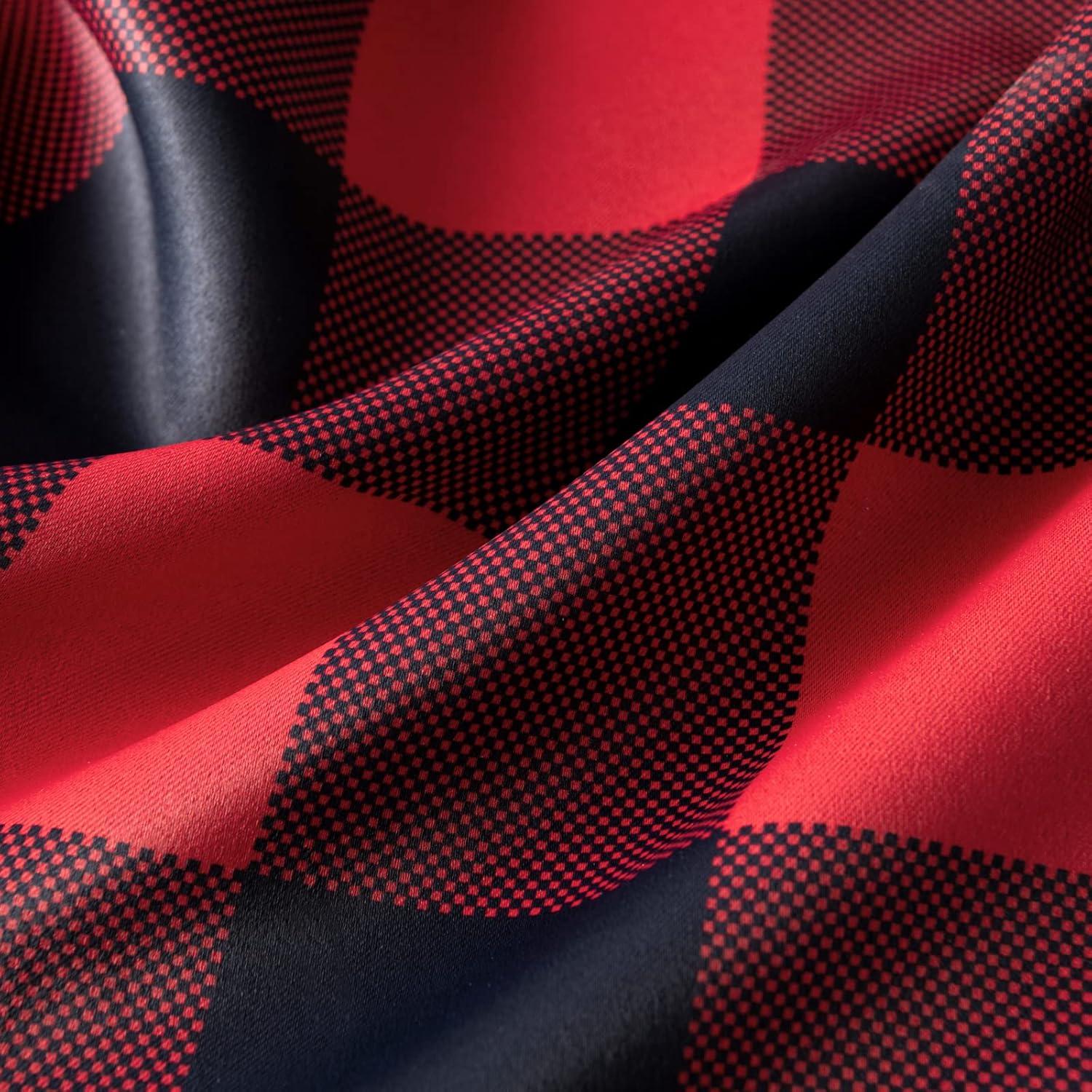 imageMIULEE Buffalo Plaid Blackout Curtains for Christmas 84 Inches Long Thermal Insulated Window Drapes with Printed Plaid for Living Room 2 Panels 52 Inch by 84 Inch Red and WhiteRed and Black