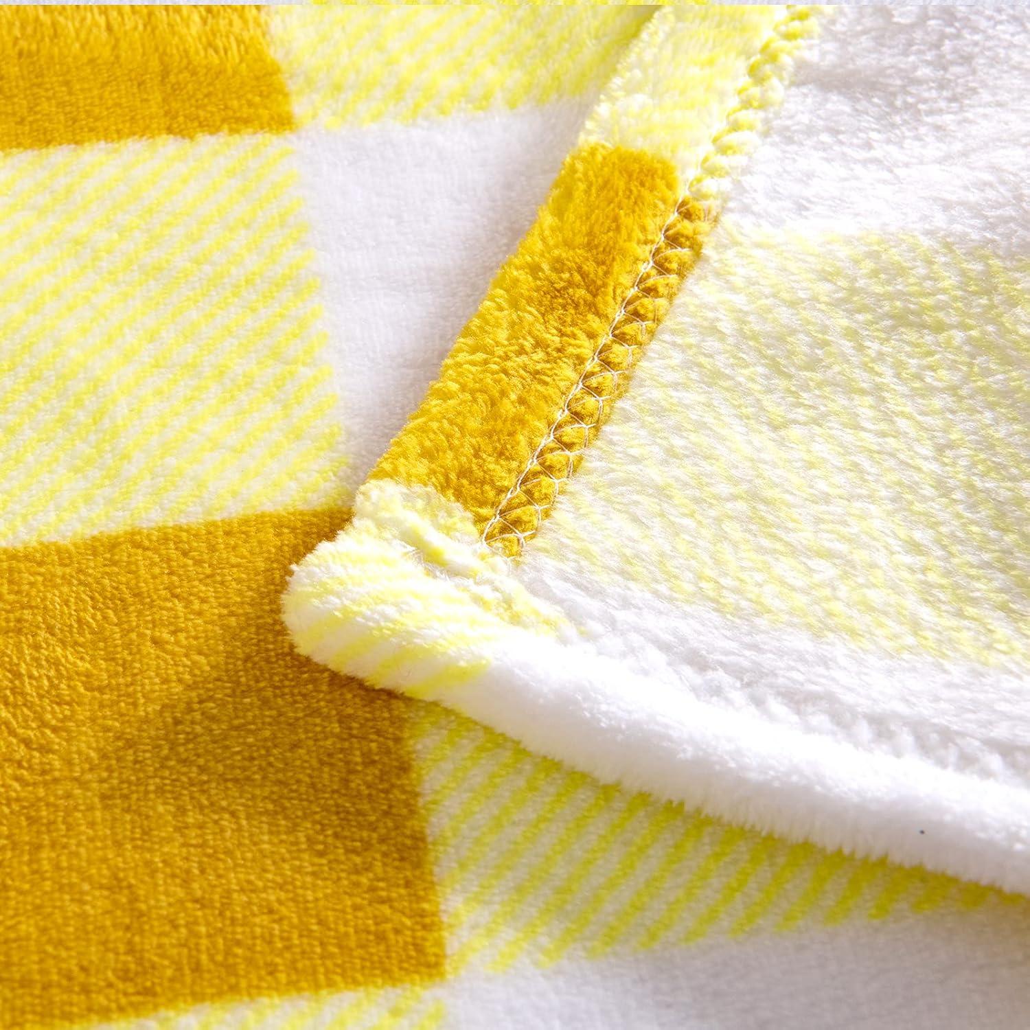 imageMIULEE Buffalo Plaid Throw Blanket for Sofa Couch Soft Check Fleece Throw Yellow White Checkered Decor Flannel Fuzzy Christmas Blanket for Bedding Fluffy Warm Cozy Plush Microfiber Size 50quot X 60quot