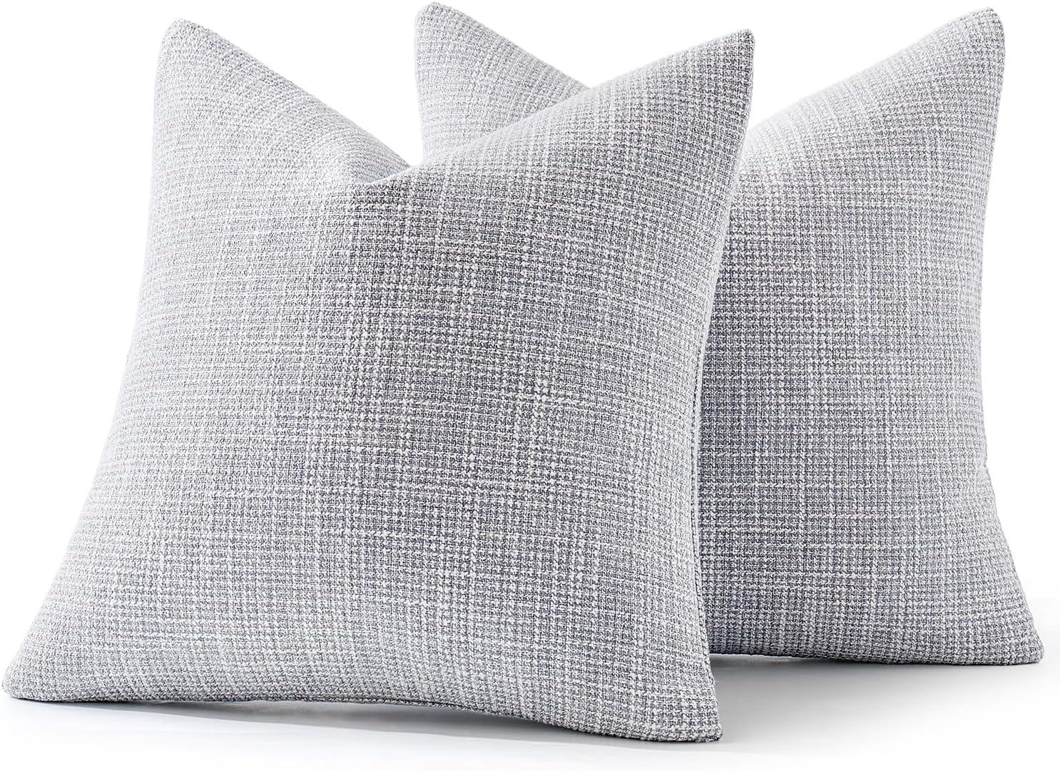 imageMIULEE Burlap Linen Christmas Throw Pillow Covers 18x18 Inch Set of 2 Dark Green Decorative Pillows Modern Farmhouse Cushion Covers for Outdoor Couch Sofa Bedroom Livingroom Home DecorBlue Grey