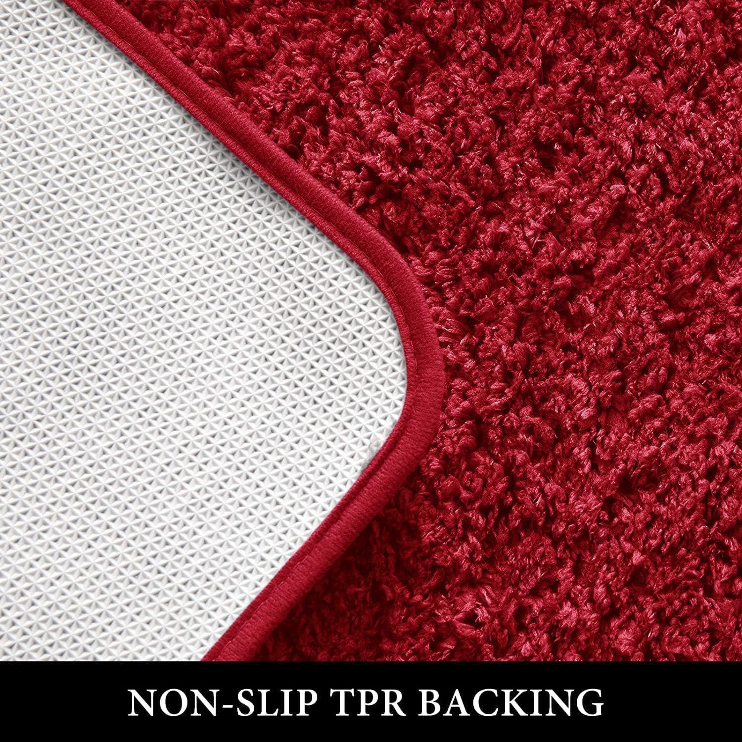 imageMIULEE Burnt Orange Bathroom Rugs Sets 3 Piece Including U Shaped Toilet Rug Soft Absorbent Bath Mats Set with Non Slip Rubber Backside Machine Washable 20quotx30quot16quotx24quotU 20quotx24quotRed