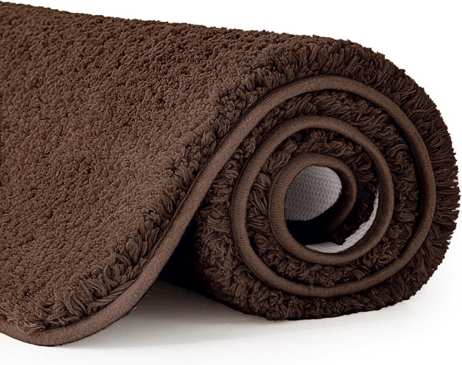 imageMIULEE Burnt Orange Bathroom Rugs Sets 3 Piece Including U Shaped Toilet Rug Soft Absorbent Bath Mats Set with Non Slip Rubber Backside Machine Washable 20quotx30quot16quotx24quotU 20quotx24quotBrown