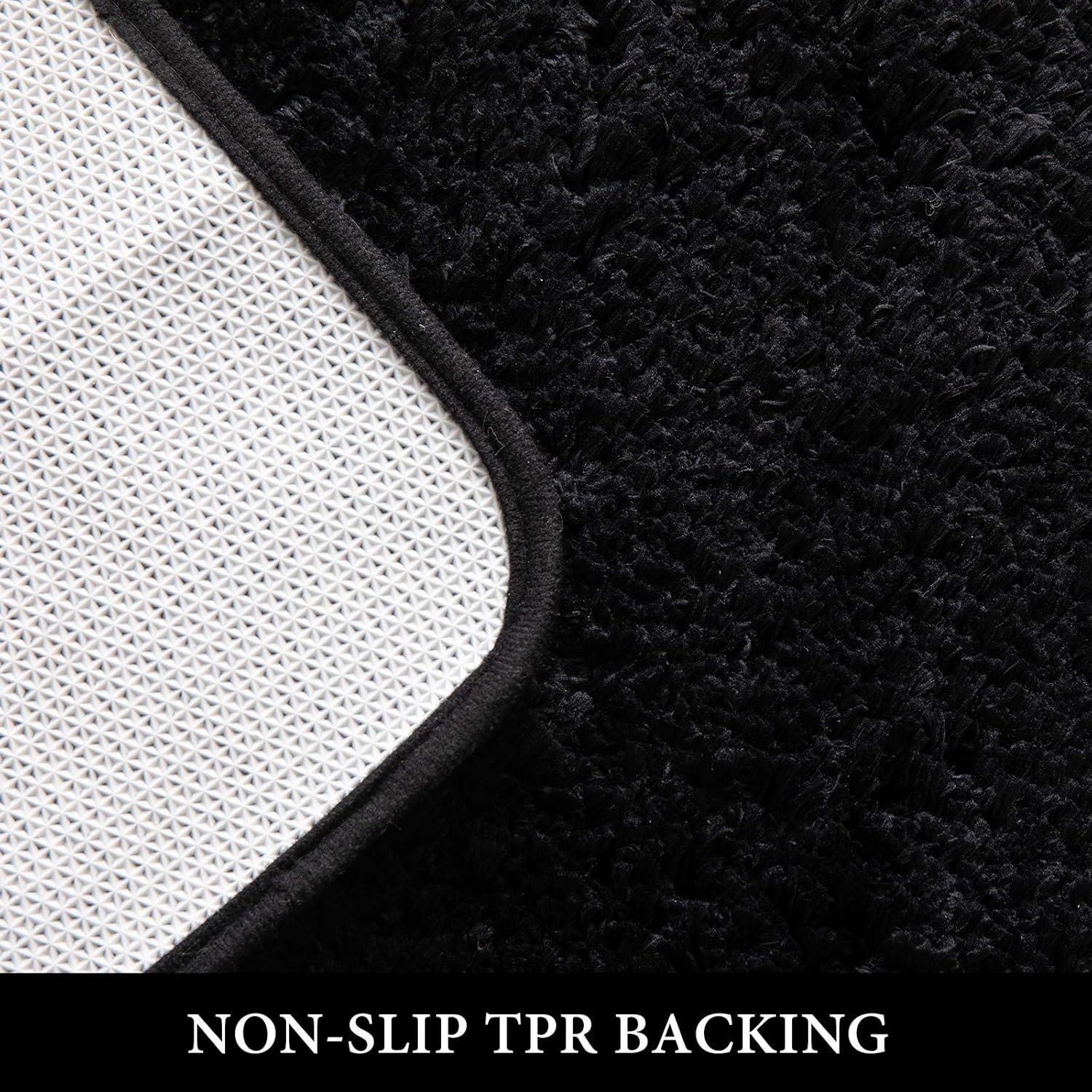 imageMIULEE Burnt Orange Bathroom Rugs Sets 3 Piece Including U Shaped Toilet Rug Soft Absorbent Bath Mats Set with Non Slip Rubber Backside Machine Washable 20quotx30quot16quotx24quotU 20quotx24quotBlack