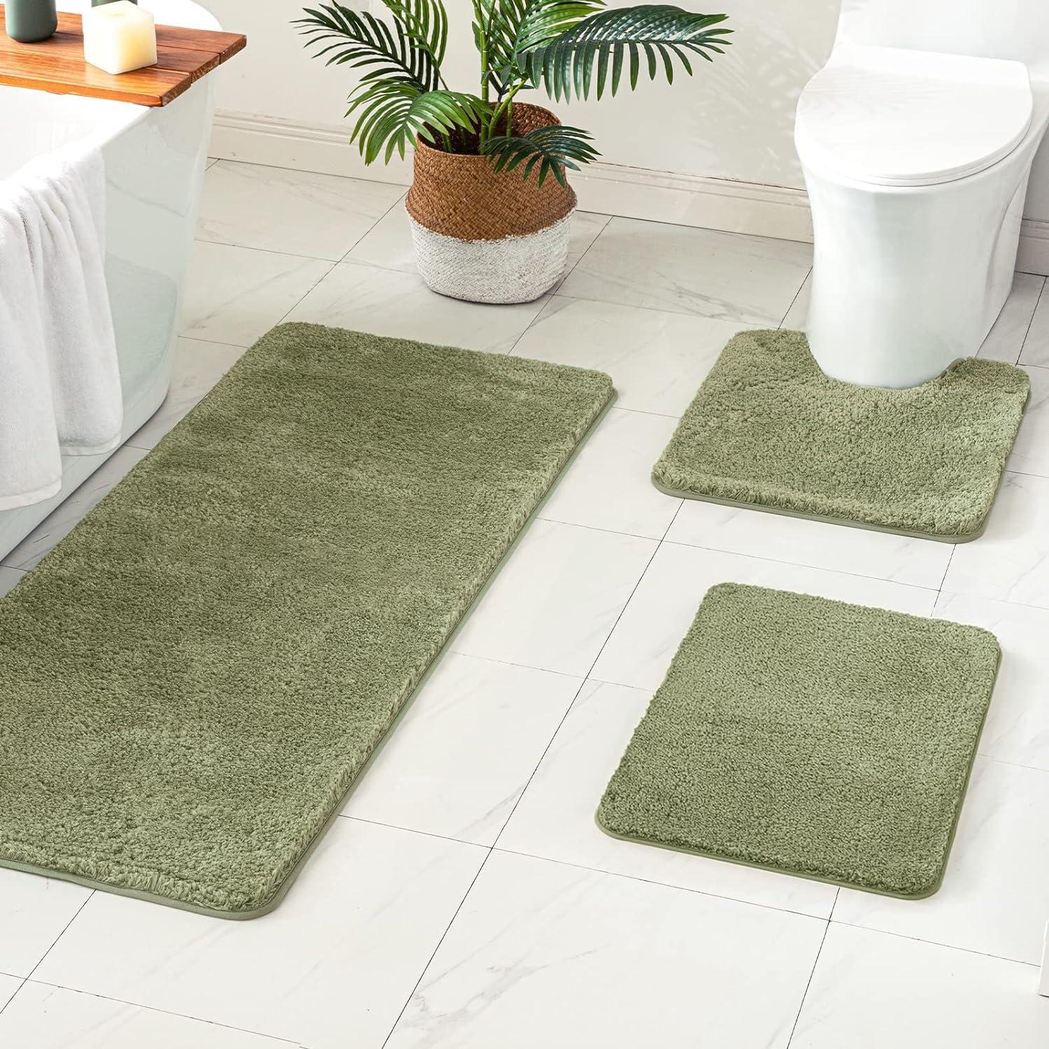 imageMIULEE Burnt Orange Bathroom Rugs Sets 3 Piece Including U Shaped Toilet Rug Soft Absorbent Bath Mats Set with Non Slip Rubber Backside Machine Washable 20quotx30quot16quotx24quotU 20quotx24quotSage
