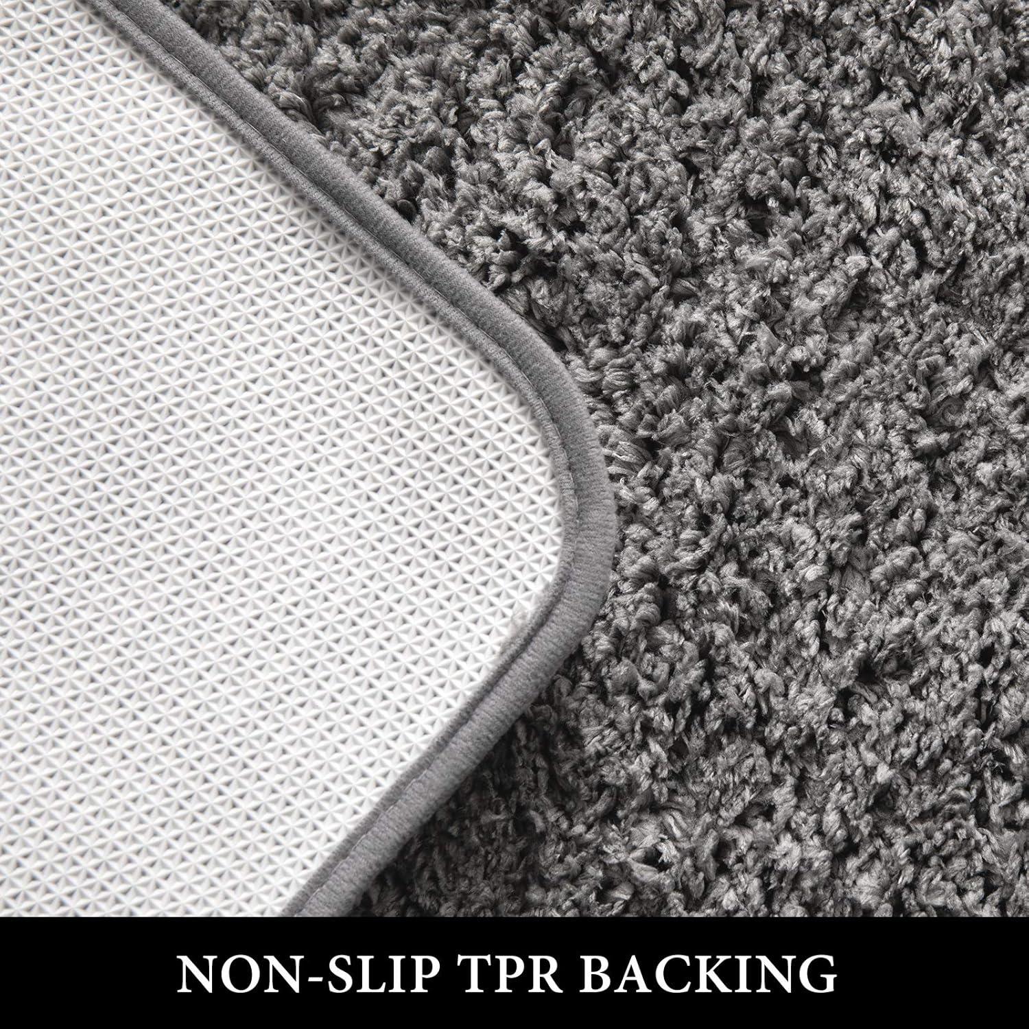 imageMIULEE Burnt Orange Bathroom Rugs Sets 3 Piece Including U Shaped Toilet Rug Soft Absorbent Bath Mats Set with Non Slip Rubber Backside Machine Washable 20quotx30quot16quotx24quotU 20quotx24quotGrey