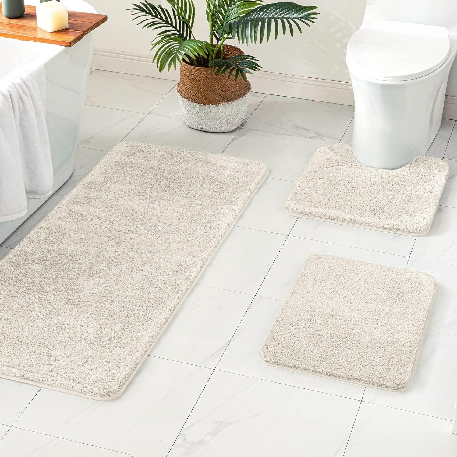 imageMIULEE Burnt Orange Bathroom Rugs Sets 3 Piece Including U Shaped Toilet Rug Soft Absorbent Bath Mats Set with Non Slip Rubber Backside Machine Washable 20quotx30quot16quotx24quotU 20quotx24quotIvory