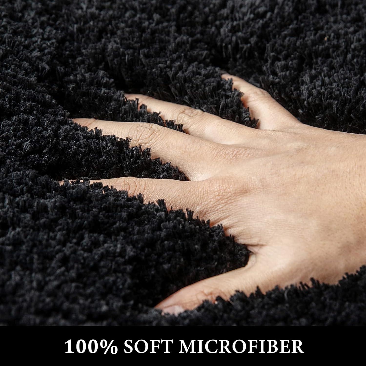 imageMIULEE Burnt Orange Bathroom Rugs Sets 3 Piece Including U Shaped Toilet Rug Soft Absorbent Bath Mats Set with Non Slip Rubber Backside Machine Washable 20quotx30quot16quotx24quotU 20quotx24quotBlack