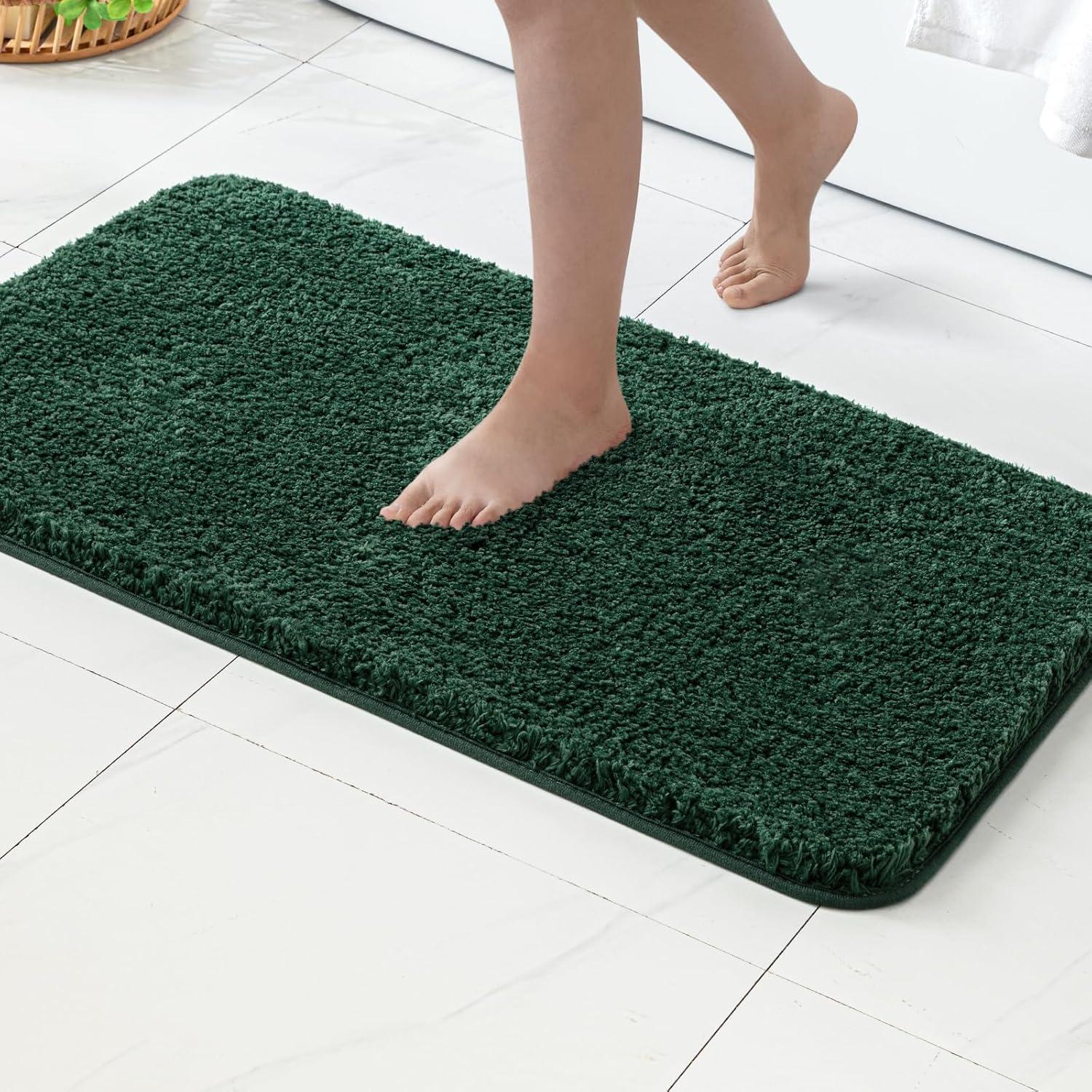 imageMIULEE Burnt Orange Bathroom Rugs Sets 3 Piece Including U Shaped Toilet Rug Soft Absorbent Bath Mats Set with Non Slip Rubber Backside Machine Washable 20quotx30quot16quotx24quotU 20quotx24quotDark Green