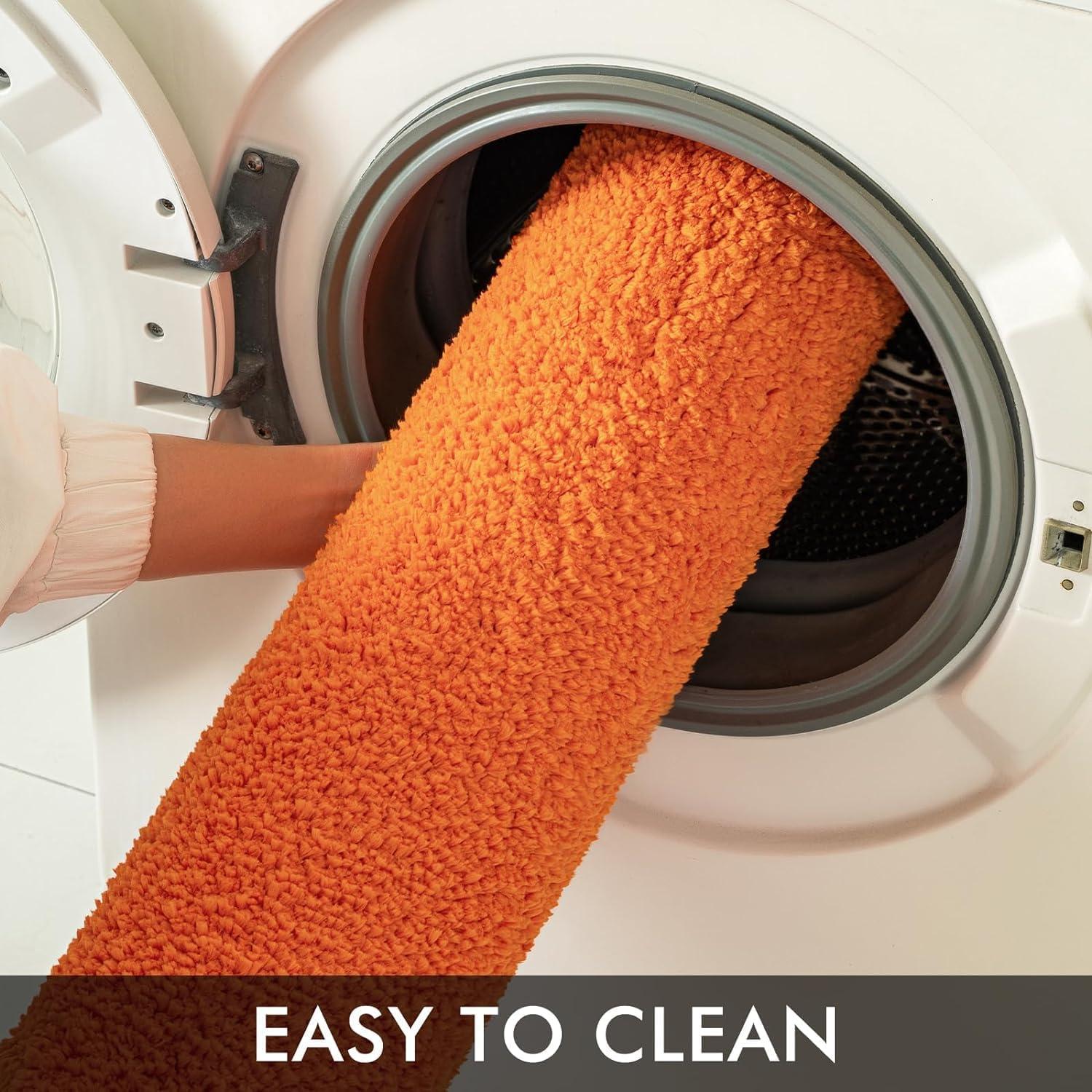 imageMIULEE Burnt Orange Bathroom Rugs Sets 3 Piece Including U Shaped Toilet Rug Soft Absorbent Bath Mats Set with Non Slip Rubber Backside Machine Washable 20quotx30quot16quotx24quotU 20quotx24quotOrange