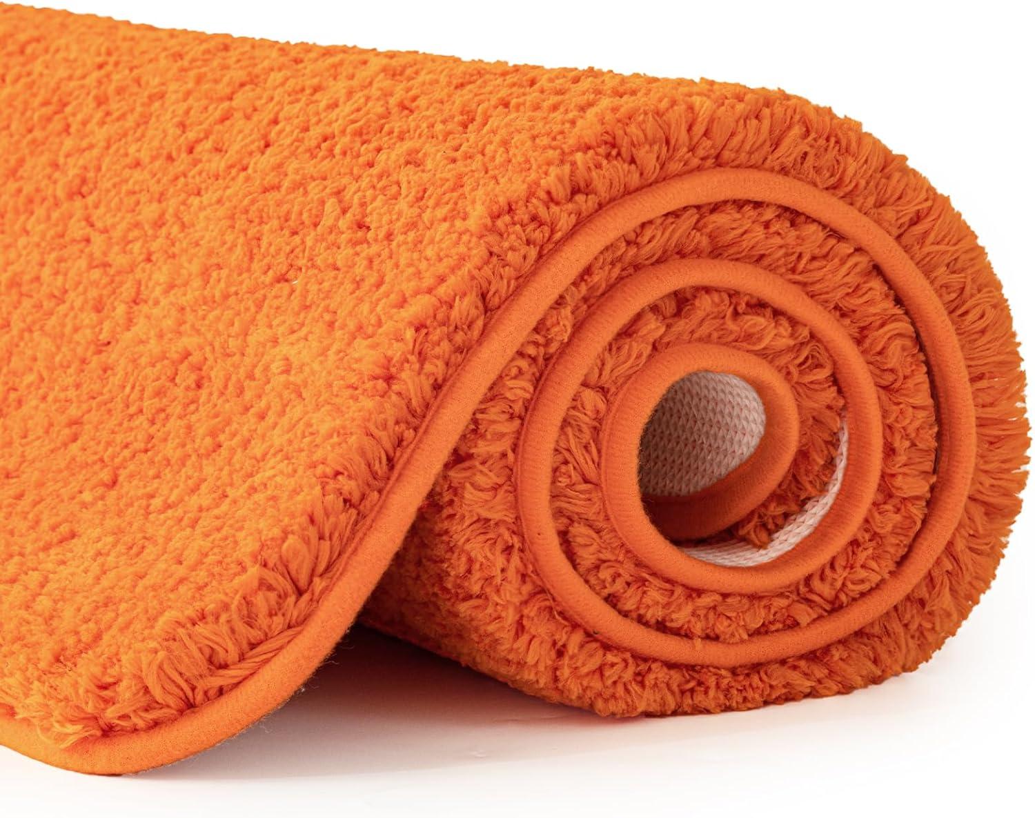 imageMIULEE Burnt Orange Bathroom Rugs Sets 3 Piece Including U Shaped Toilet Rug Soft Absorbent Bath Mats Set with Non Slip Rubber Backside Machine Washable 20quotx30quot16quotx24quotU 20quotx24quotOrange