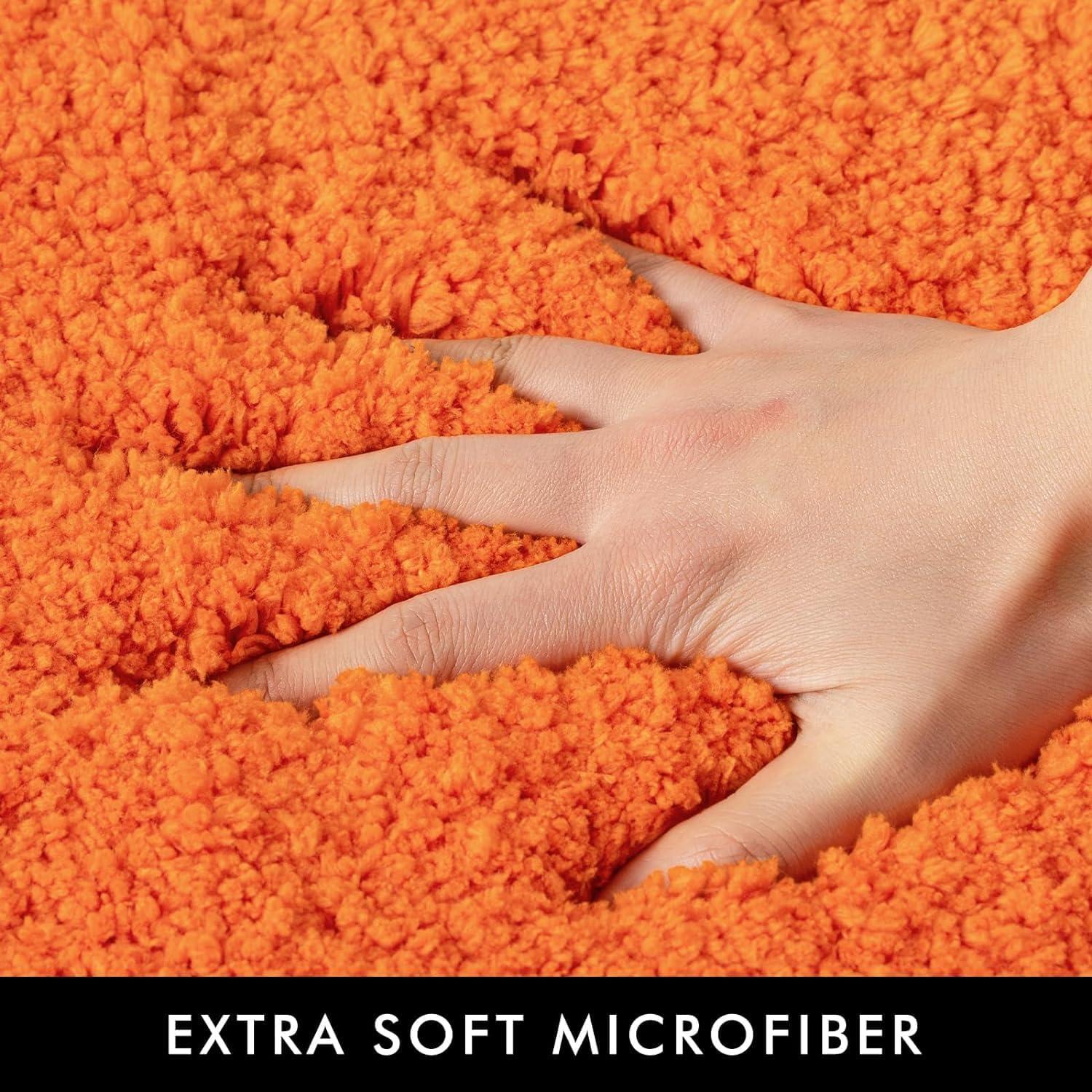 imageMIULEE Burnt Orange Bathroom Rugs Sets 3 Piece Including U Shaped Toilet Rug Soft Absorbent Bath Mats Set with Non Slip Rubber Backside Machine Washable 20quotx30quot16quotx24quotU 20quotx24quotOrange