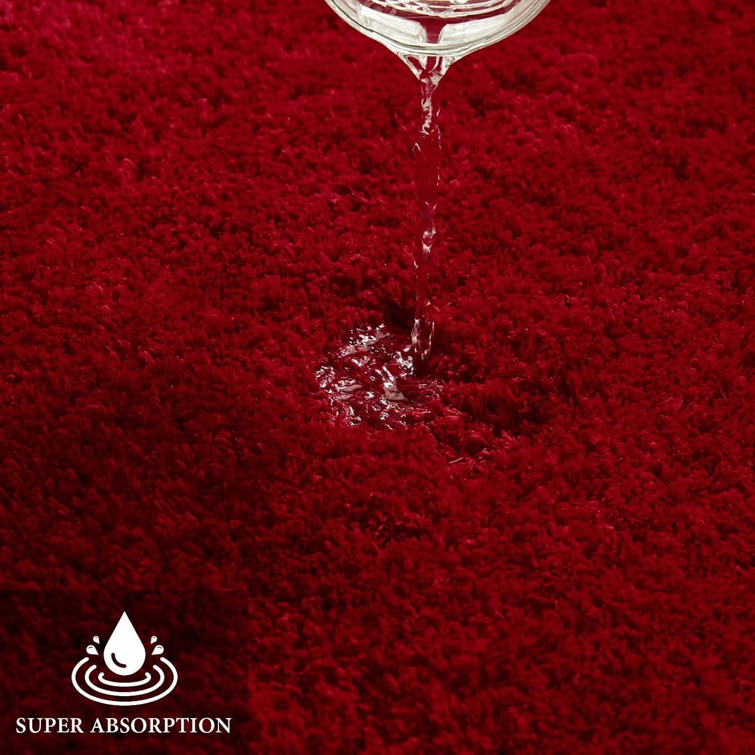 imageMIULEE Burnt Orange Bathroom Rugs Sets 3 Piece Including U Shaped Toilet Rug Soft Absorbent Bath Mats Set with Non Slip Rubber Backside Machine Washable 20quotx30quot16quotx24quotU 20quotx24quotRed