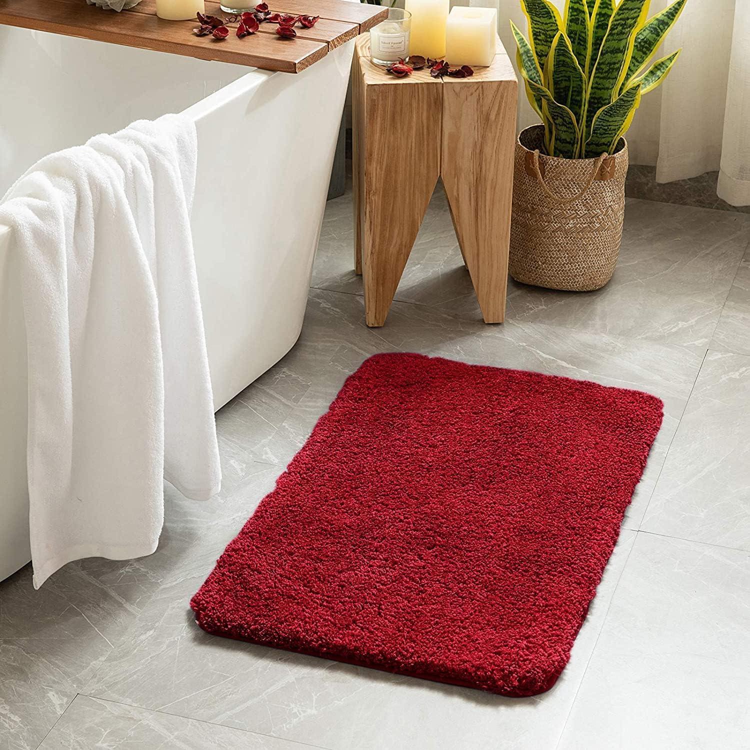 imageMIULEE Burnt Orange Bathroom Rugs Sets 3 Piece Including U Shaped Toilet Rug Soft Absorbent Bath Mats Set with Non Slip Rubber Backside Machine Washable 20quotx30quot16quotx24quotU 20quotx24quotRed