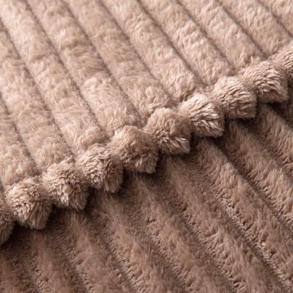 imageMIULEE Burnt Orange Fleece Blanket Durable Plush Fuzzy Extra Soft Warm Cozy Striped Flannel Fall Throw Blanket for Couch Sofa Bed 30quotx40quotBrown