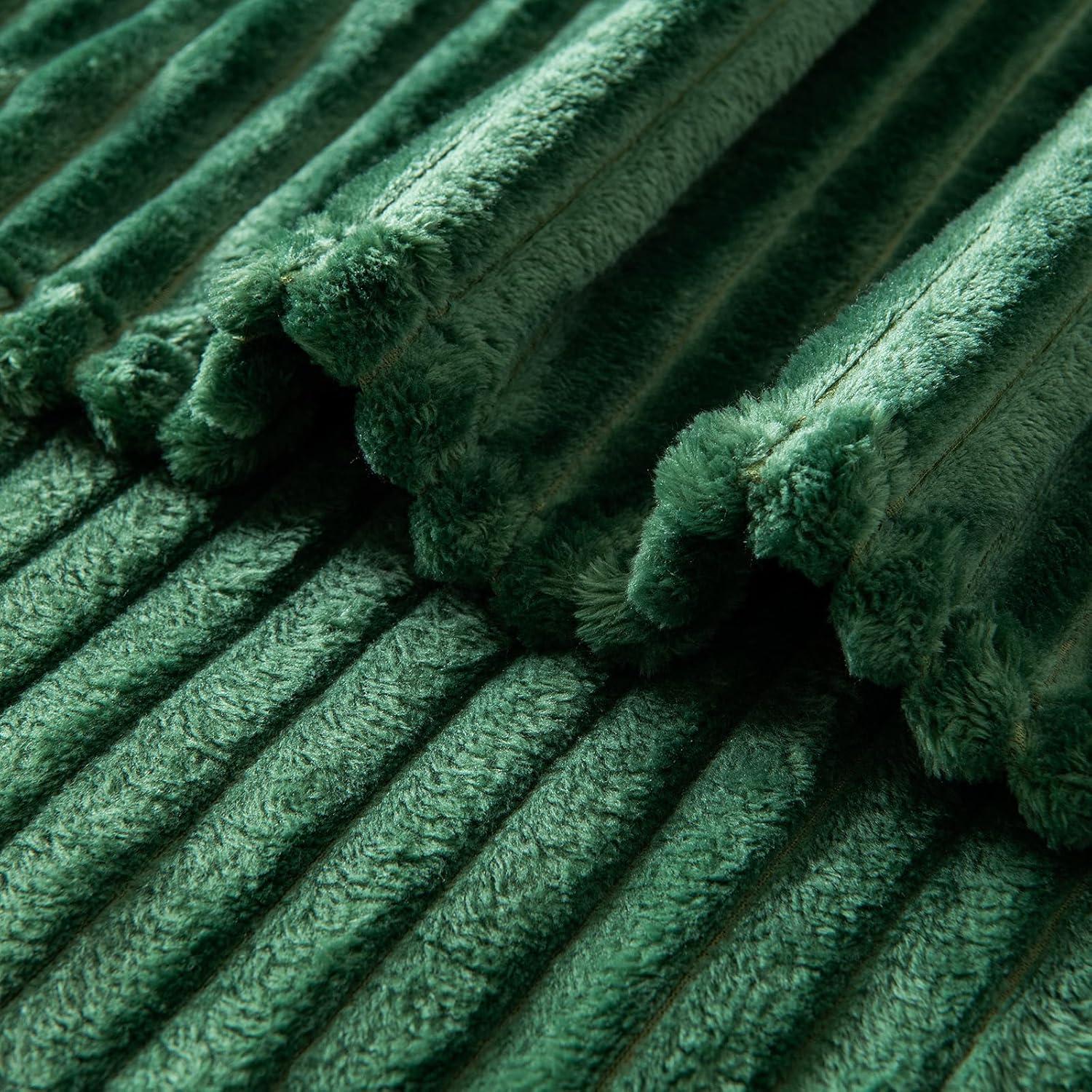 imageMIULEE Burnt Orange Fleece Blanket Durable Plush Fuzzy Extra Soft Warm Cozy Striped Flannel Fall Throw Blanket for Couch Sofa Bed 30quotx40quotDark Green